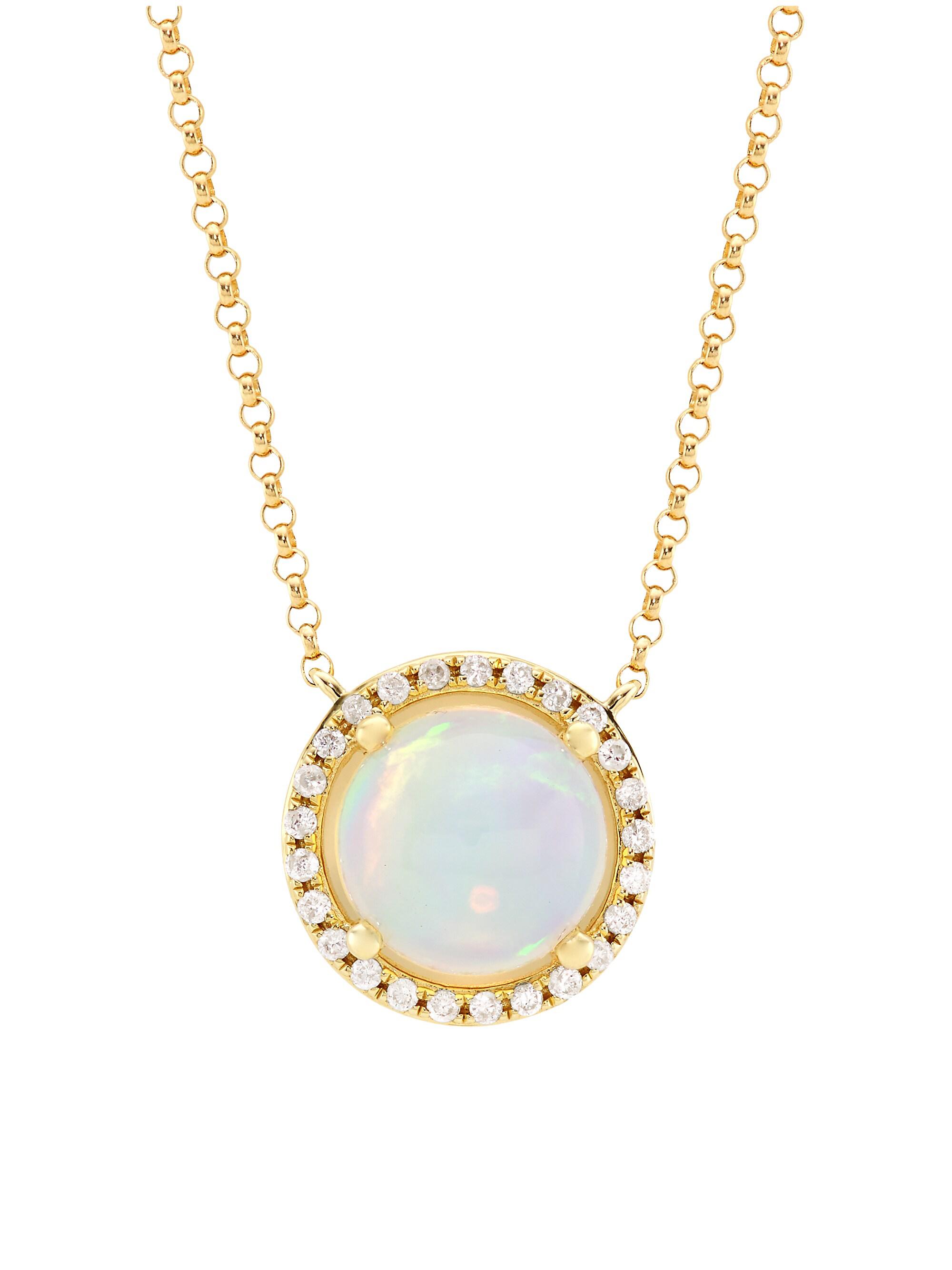 Saks Fifth Avenue Collection Women's 14K Yellow Gold, Opal & 0.14 TCW Diamond Pendant Necklace - Opal