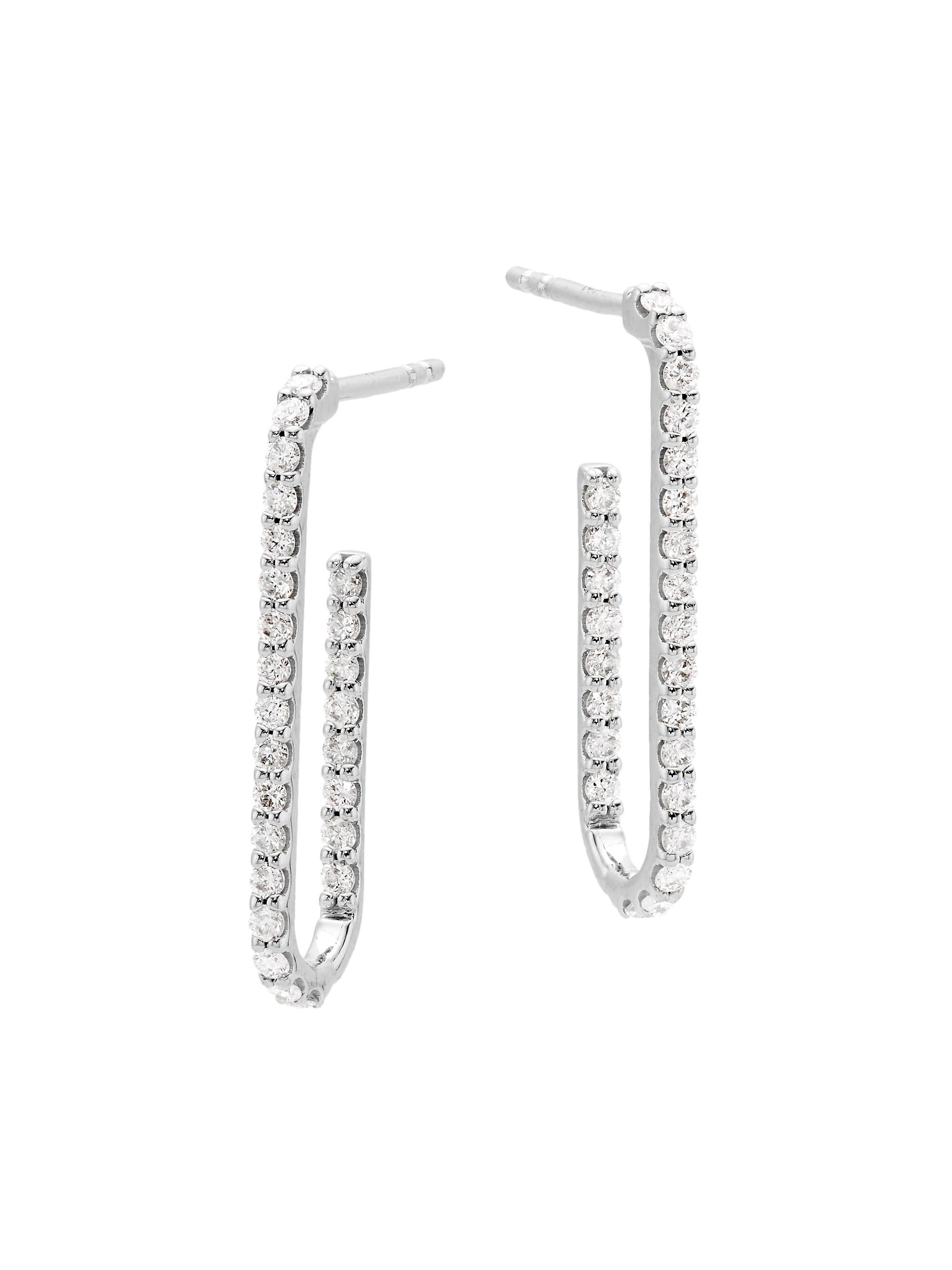 Saks Fifth Avenue Collection Women's 14K White Gold & 0.50 TCW Diamond Inside-Out Hoop Earrings - White