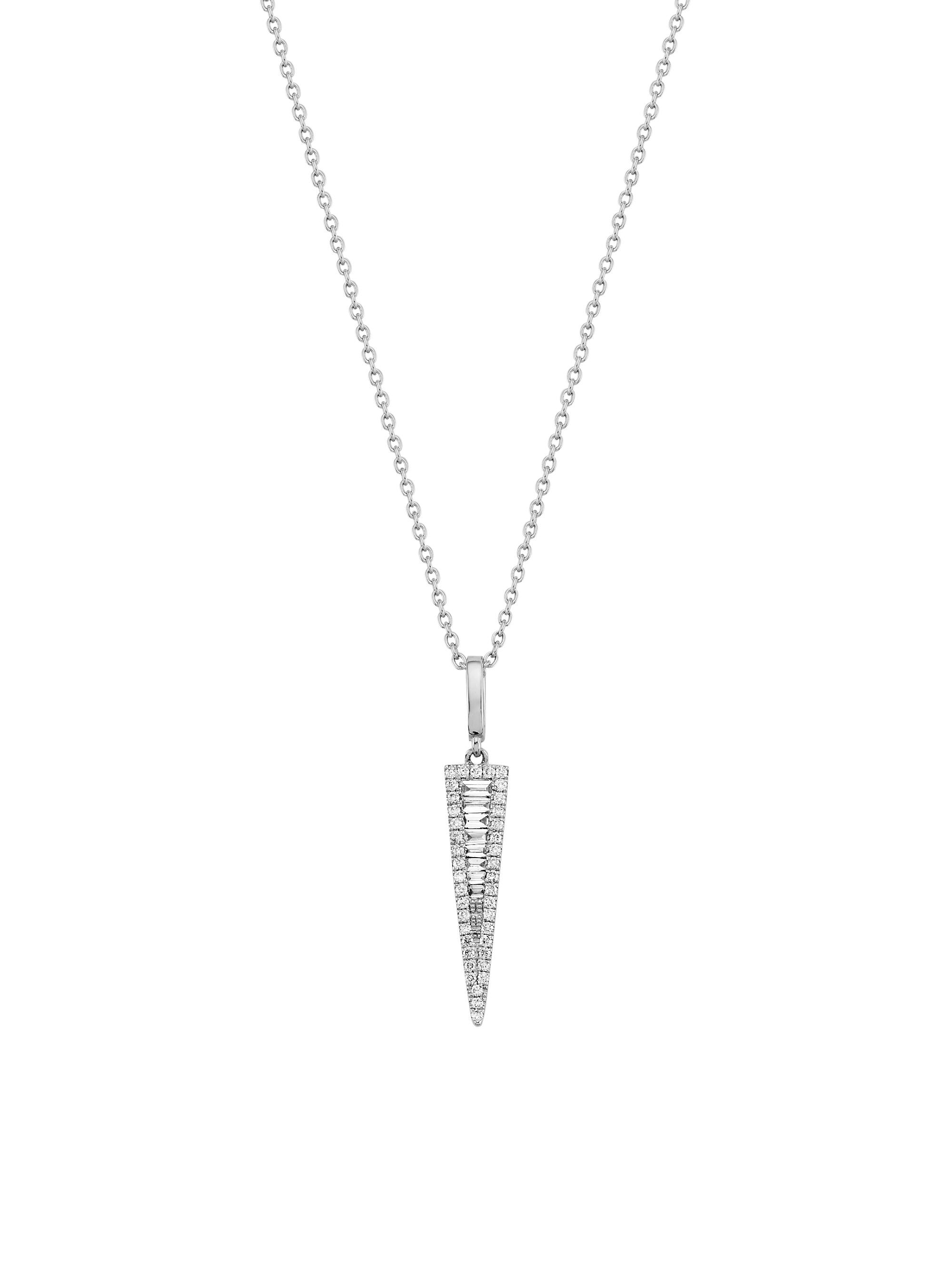 Saks Fifth Avenue Collection Women's 14K White Gold & 0.12 TCW Diamond Triangle Pendant Necklace - White Gold