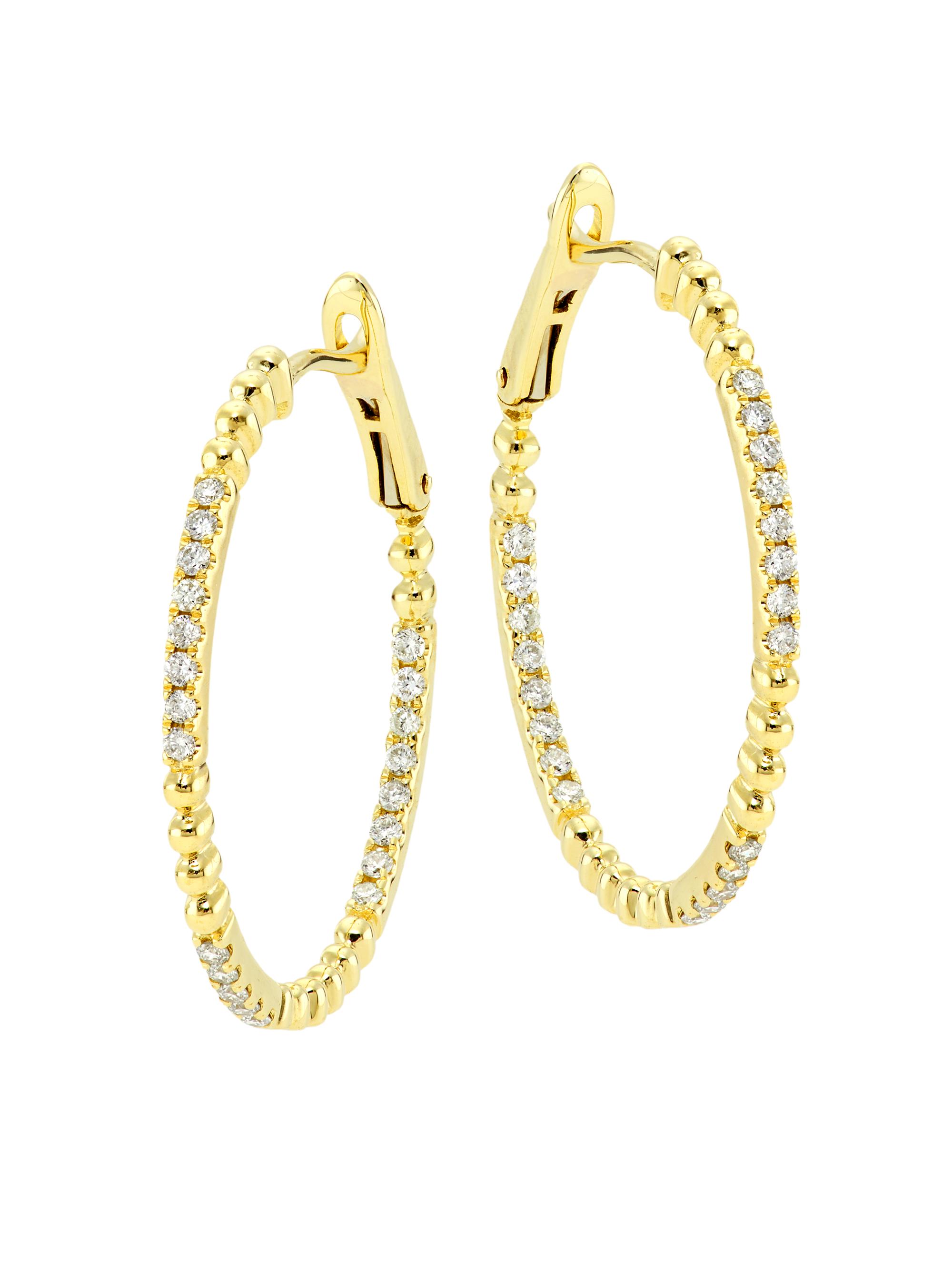 Saks Fifth Avenue Collection Women's 14K Yellow Gold & 0.37 TCW Diamond Inside-Out Hoop Earrings - Gold