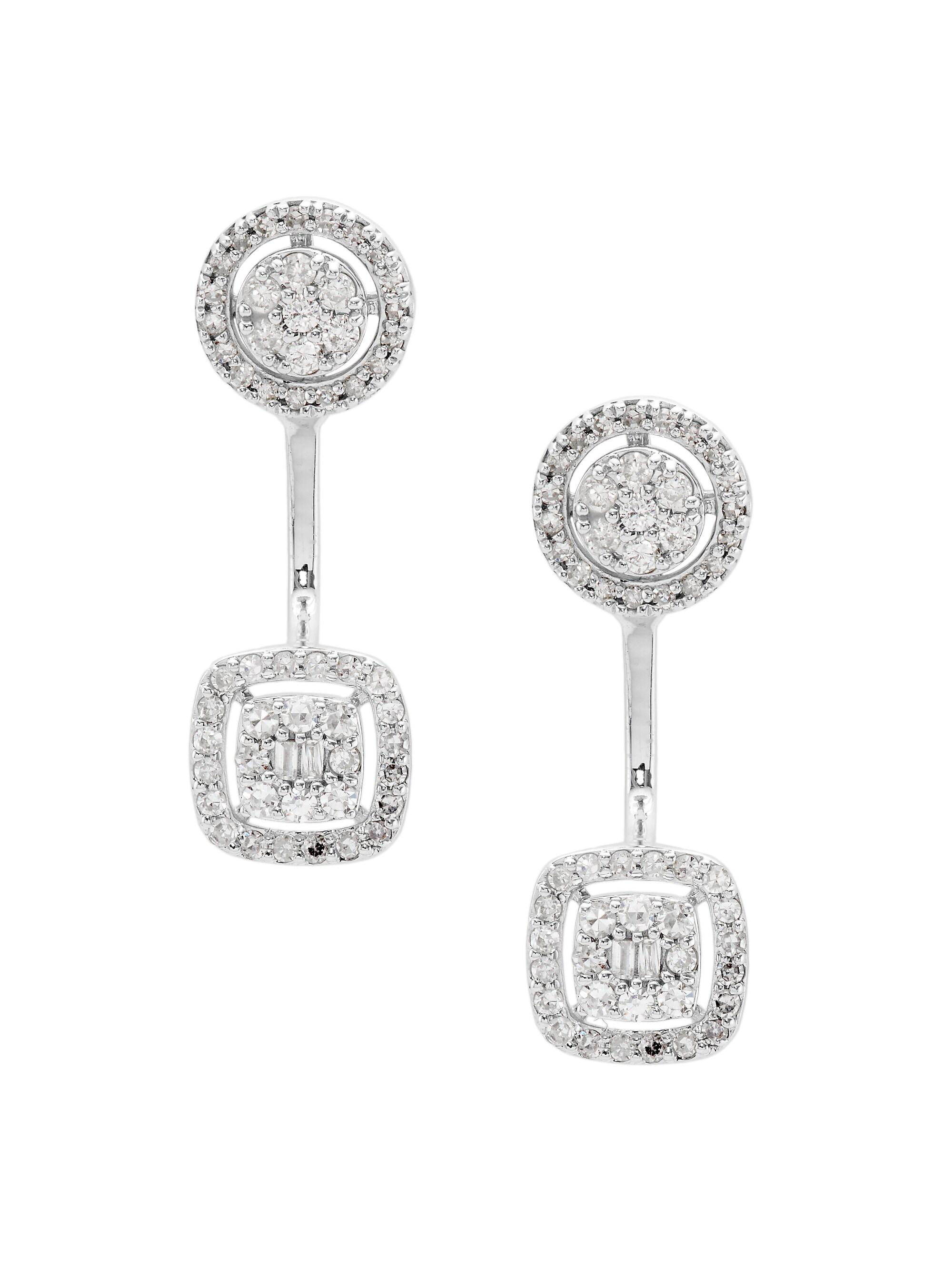 Saks Fifth Avenue Collection Women's 14K White Gold & 0.55 TCW Diamond Drop Earrings - Silver
