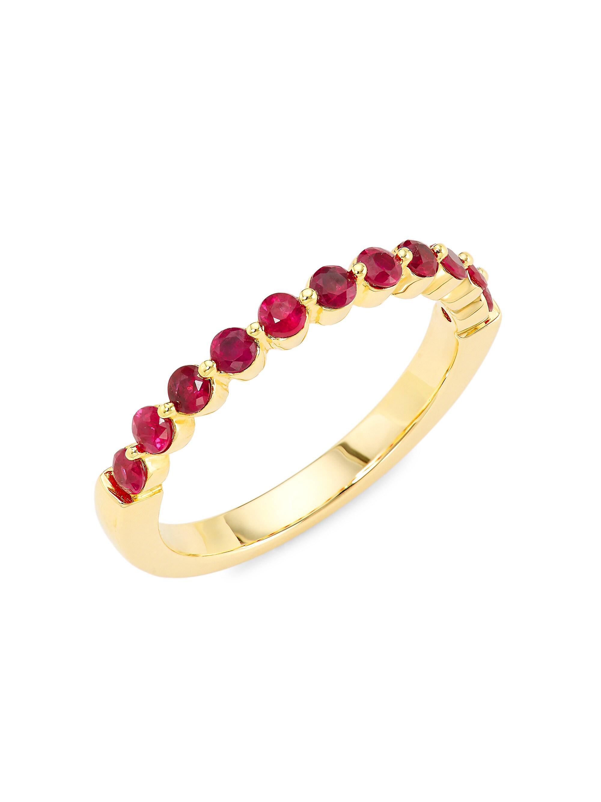 Saks Fifth Avenue Collection Women's 14K Yellow Gold & Ruby Ring - Red
