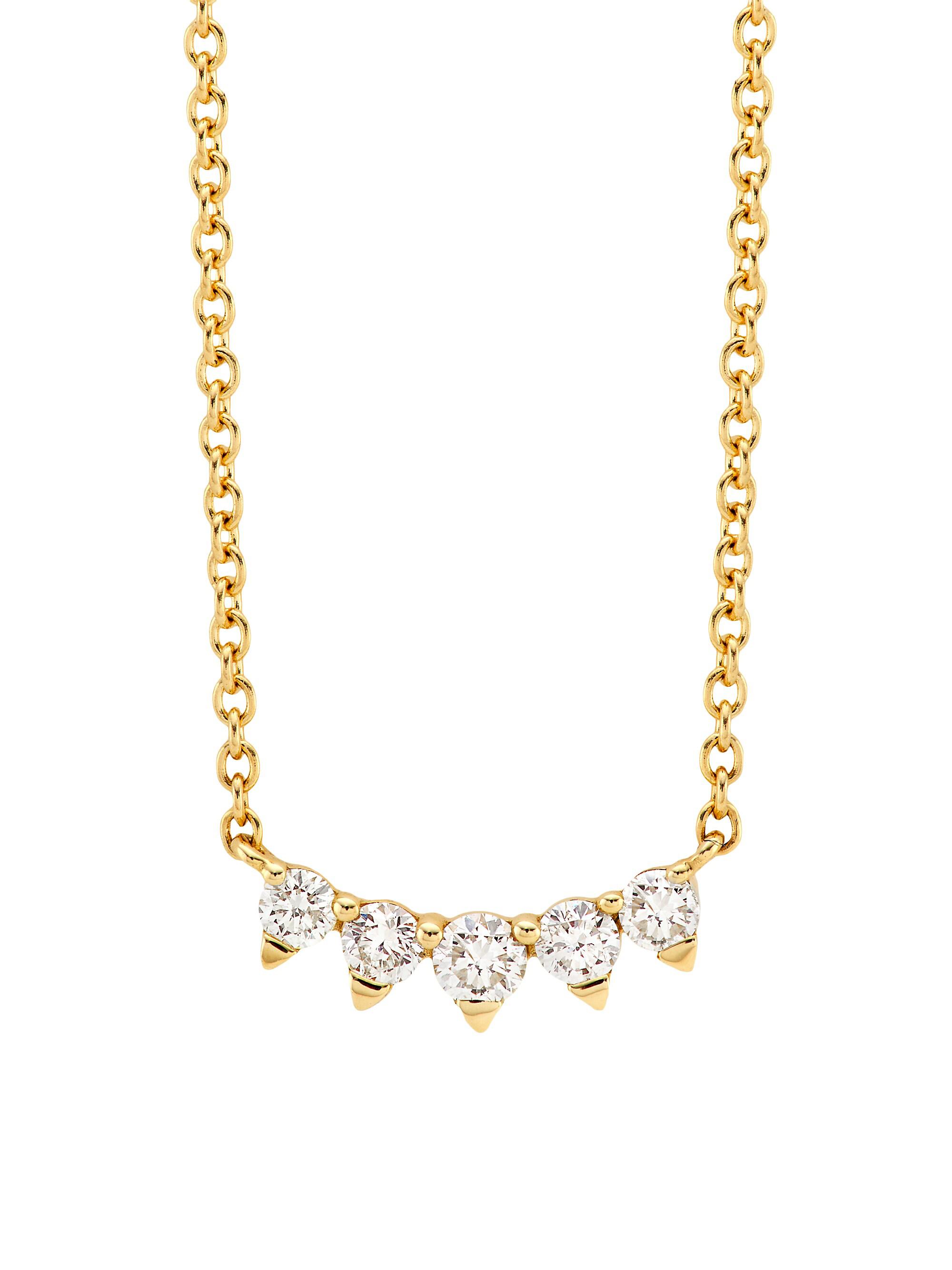Saks Fifth Avenue Collection Women's 14K Yellow God & 0.21 TCW Diamond Spike Bar Necklace - Gold