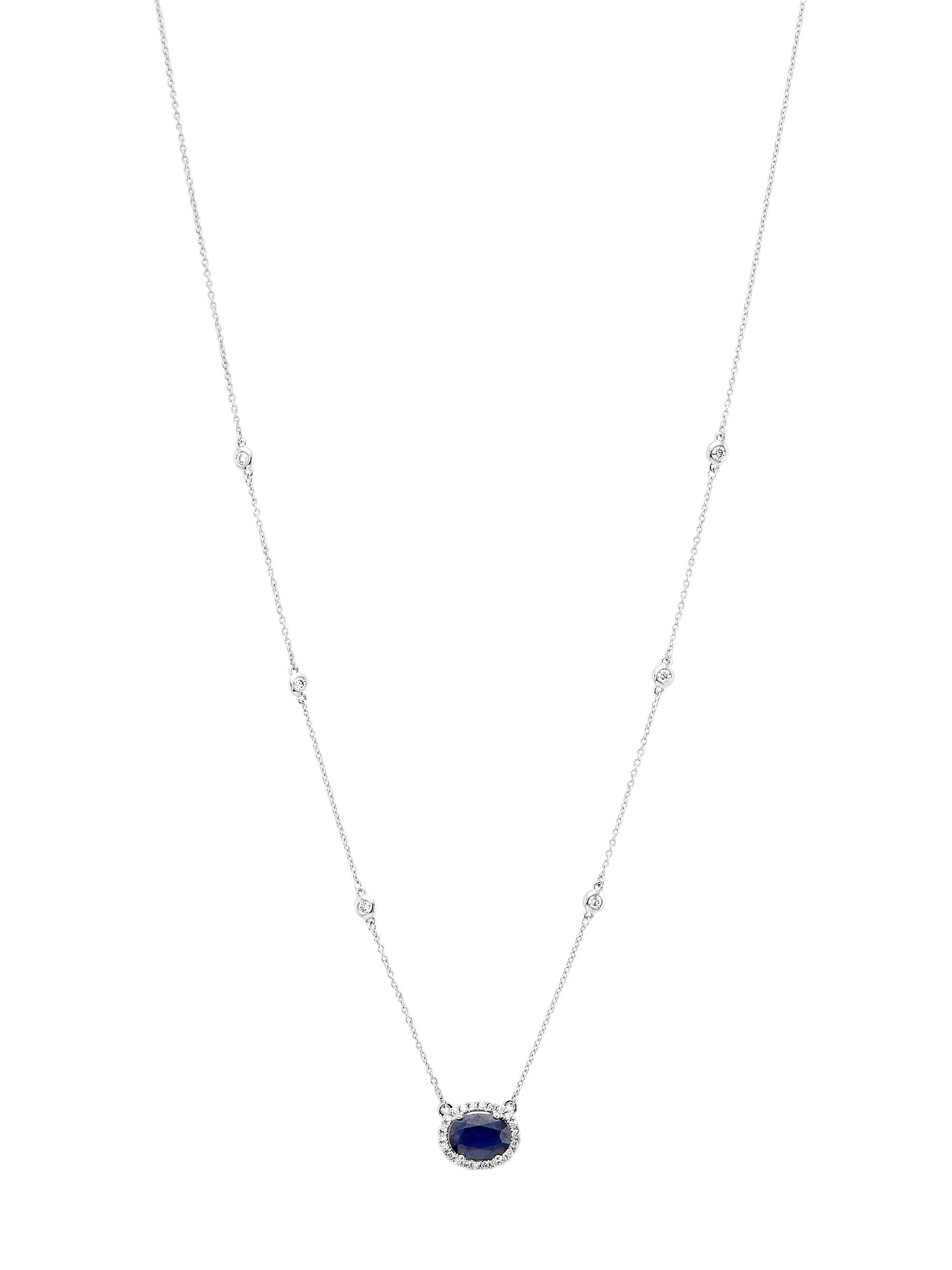 Saks Fifth Avenue Collection Women's 14K White Gold, Sapphire & 0.27 TCW Diamond Pendant Necklace - Sapphire