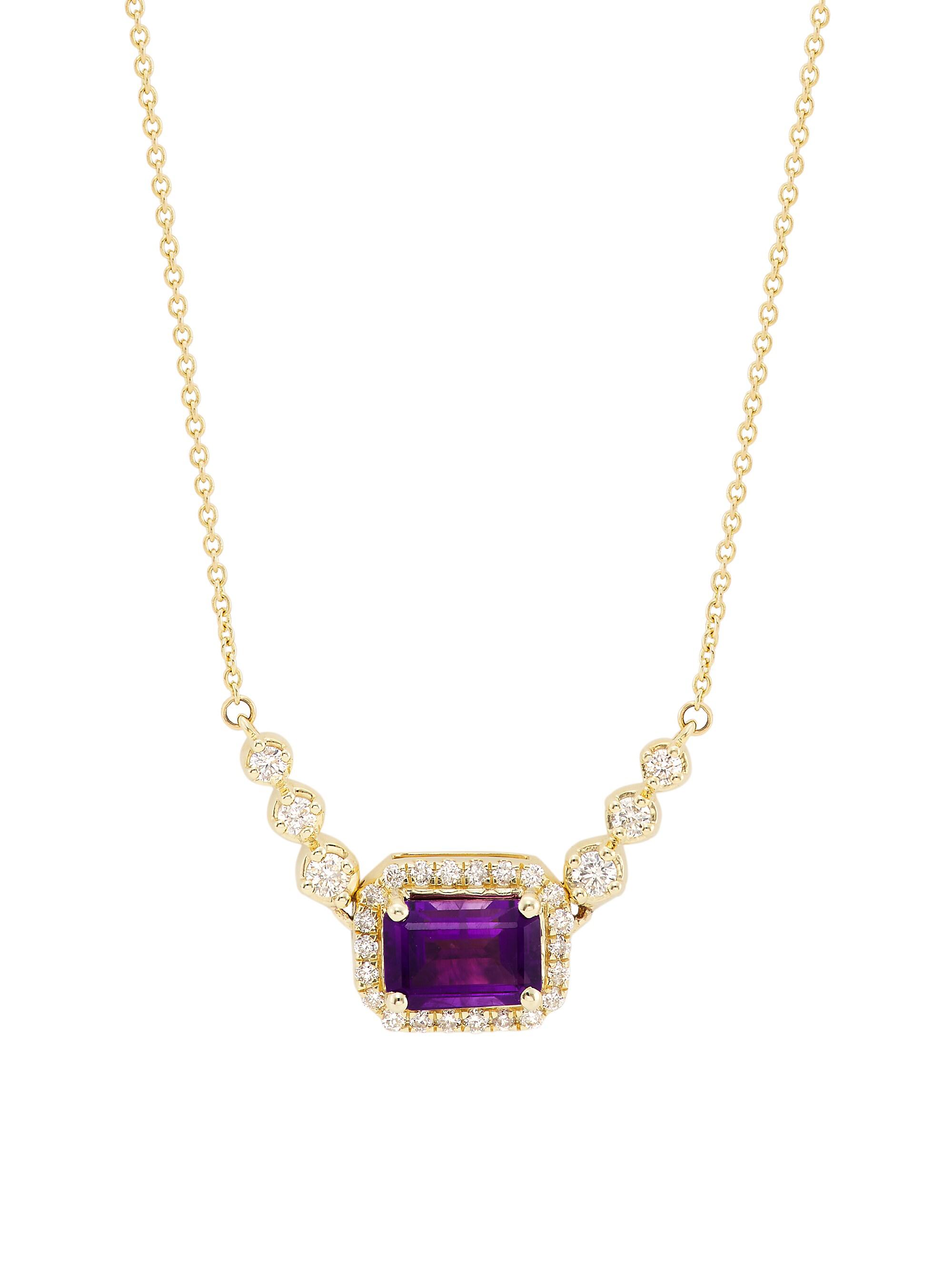 Saks Fifth Avenue Collection Women's 14K Yellow Gold, Amethyst & 0.25 TCW Diamond Necklace - Amethyst