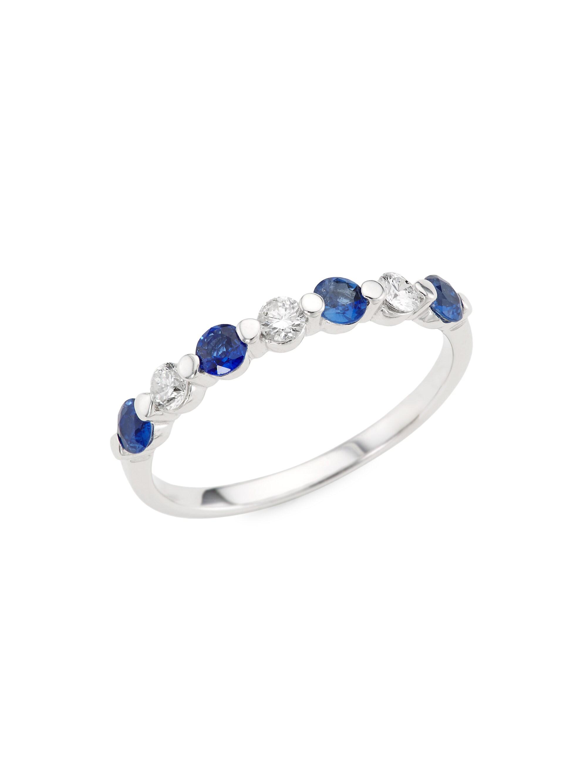 Saks Fifth Avenue Collection Women's 14K White Gold, Sapphire & 0.22 TCW Diamond Ring - Sapphire