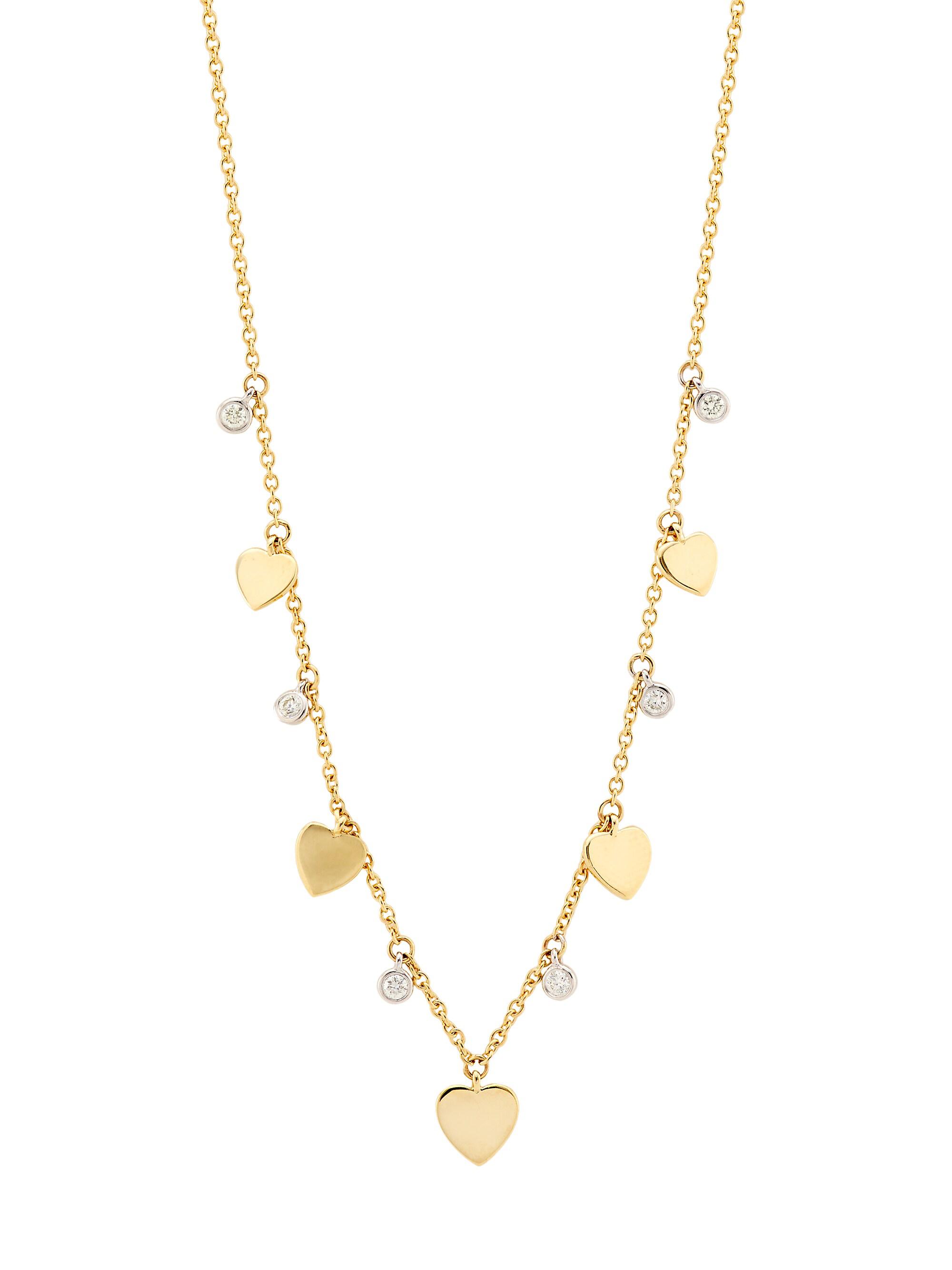 Saks Fifth Avenue Collection Women's 14K Yellow Gold & 0.11 TCW Diamond Heart Charm Necklace - Gold