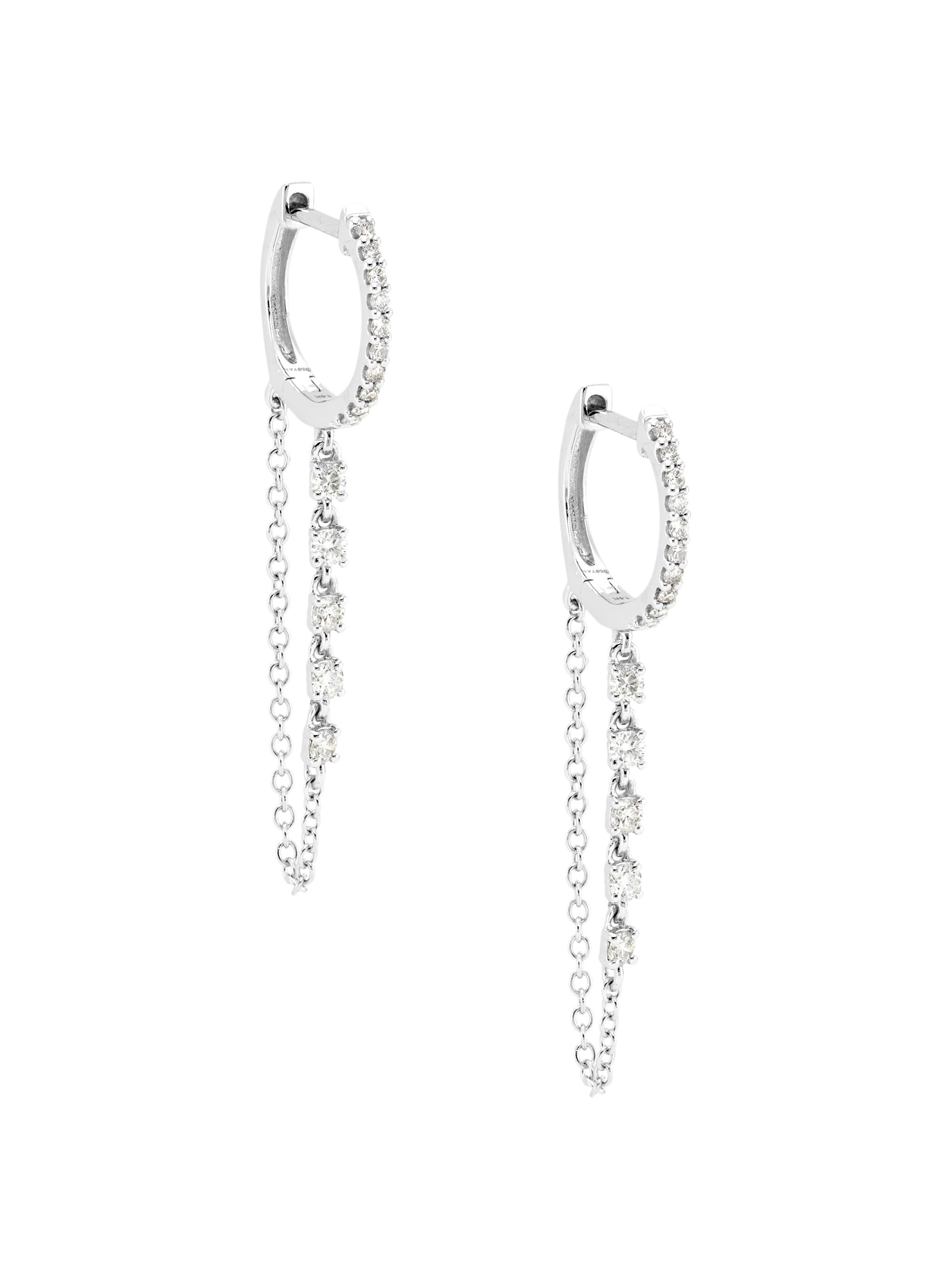 Saks Fifth Avenue Collection Women's 14K White Gold & 0.4 TCW Diamond Chain Drop Earrings - White Gold