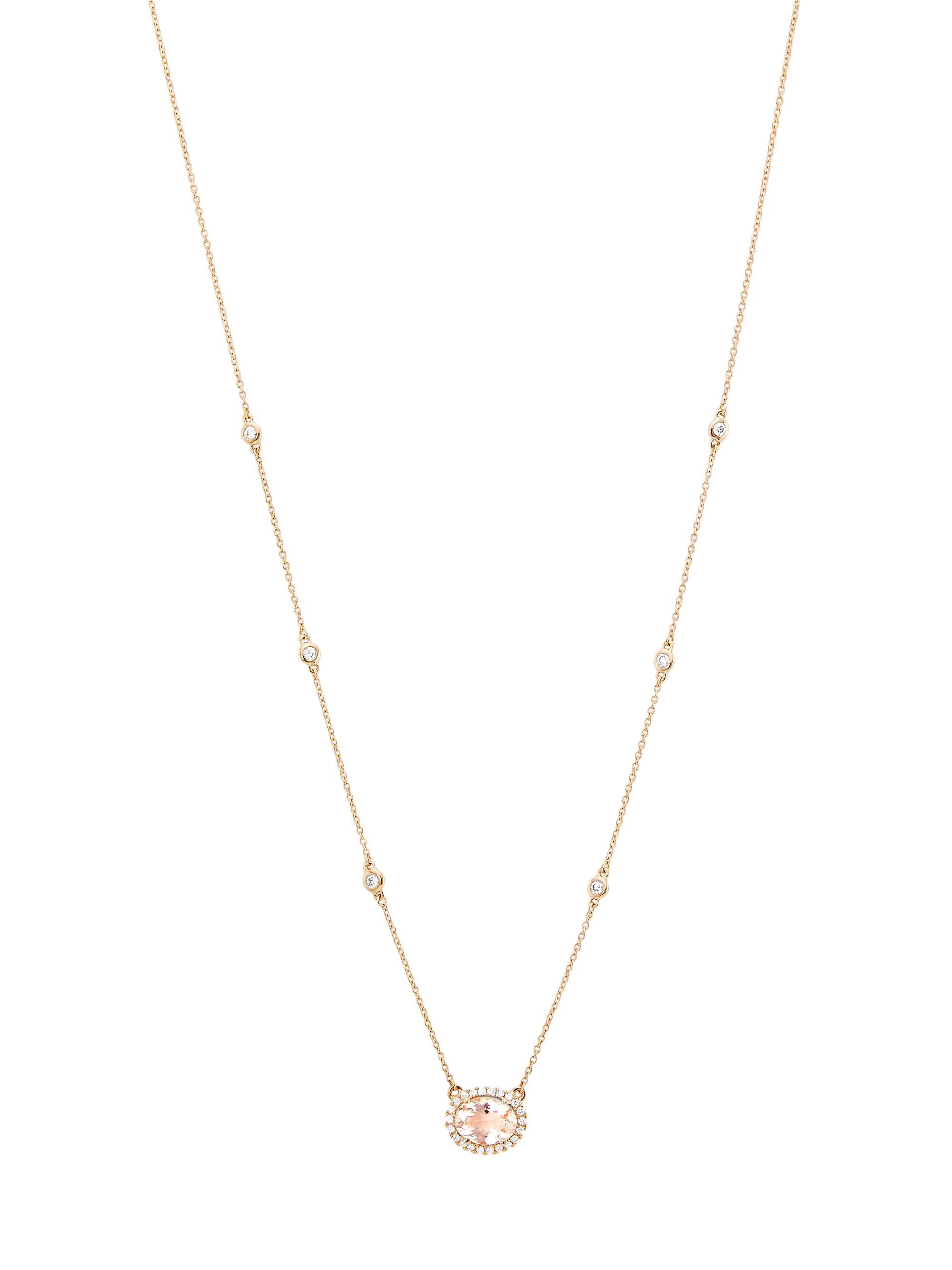 Saks Fifth Avenue Collection Women's 14K Rose Gold, Morganite & 0.27 TCW Diamond Pendant Necklace - Rose Gold