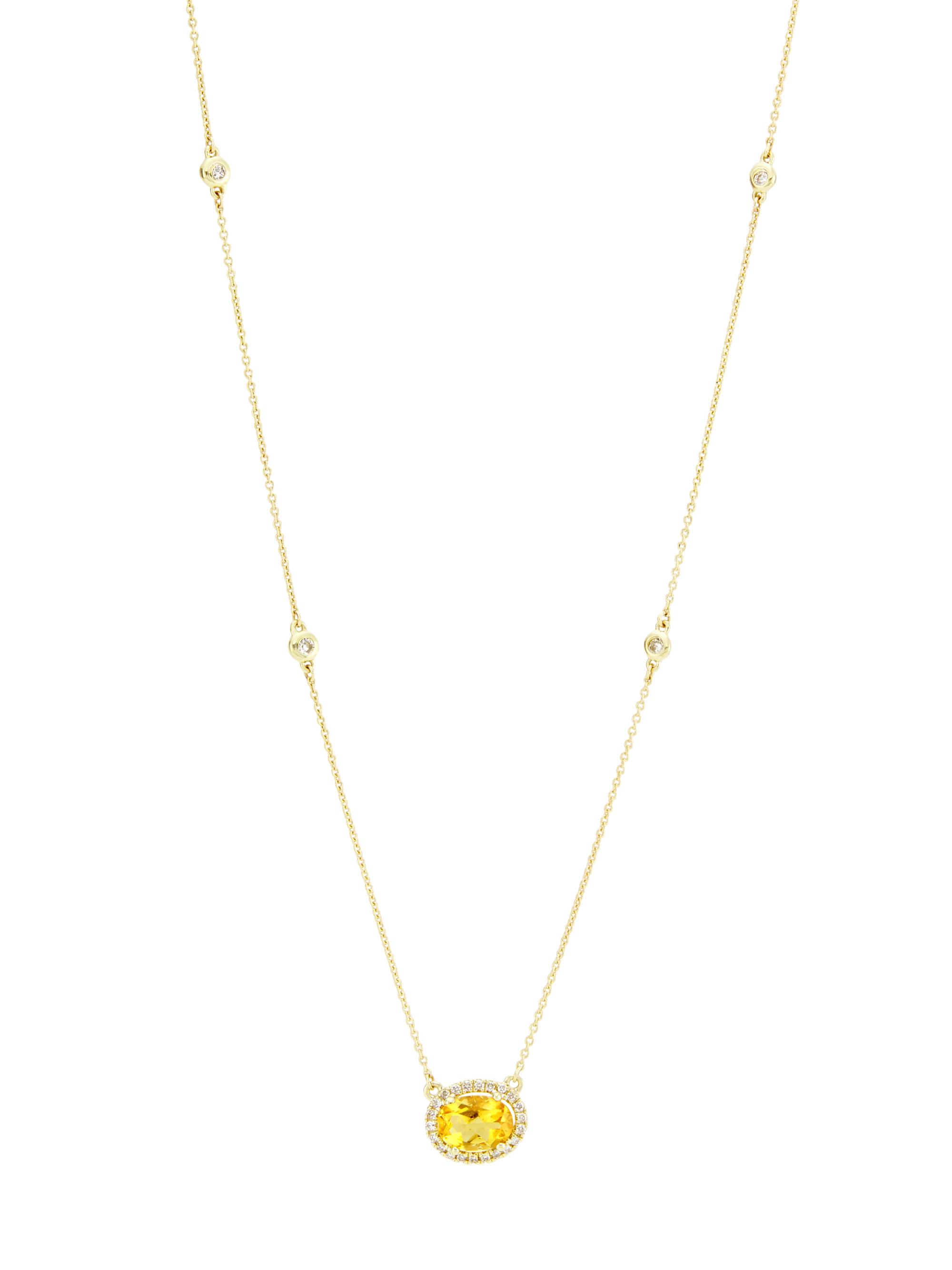 Saks Fifth Avenue Collection Women's 14K Yellow Gold, Citrine & 0.27 TCW Diamond Halo Pendant Necklace - Citrine