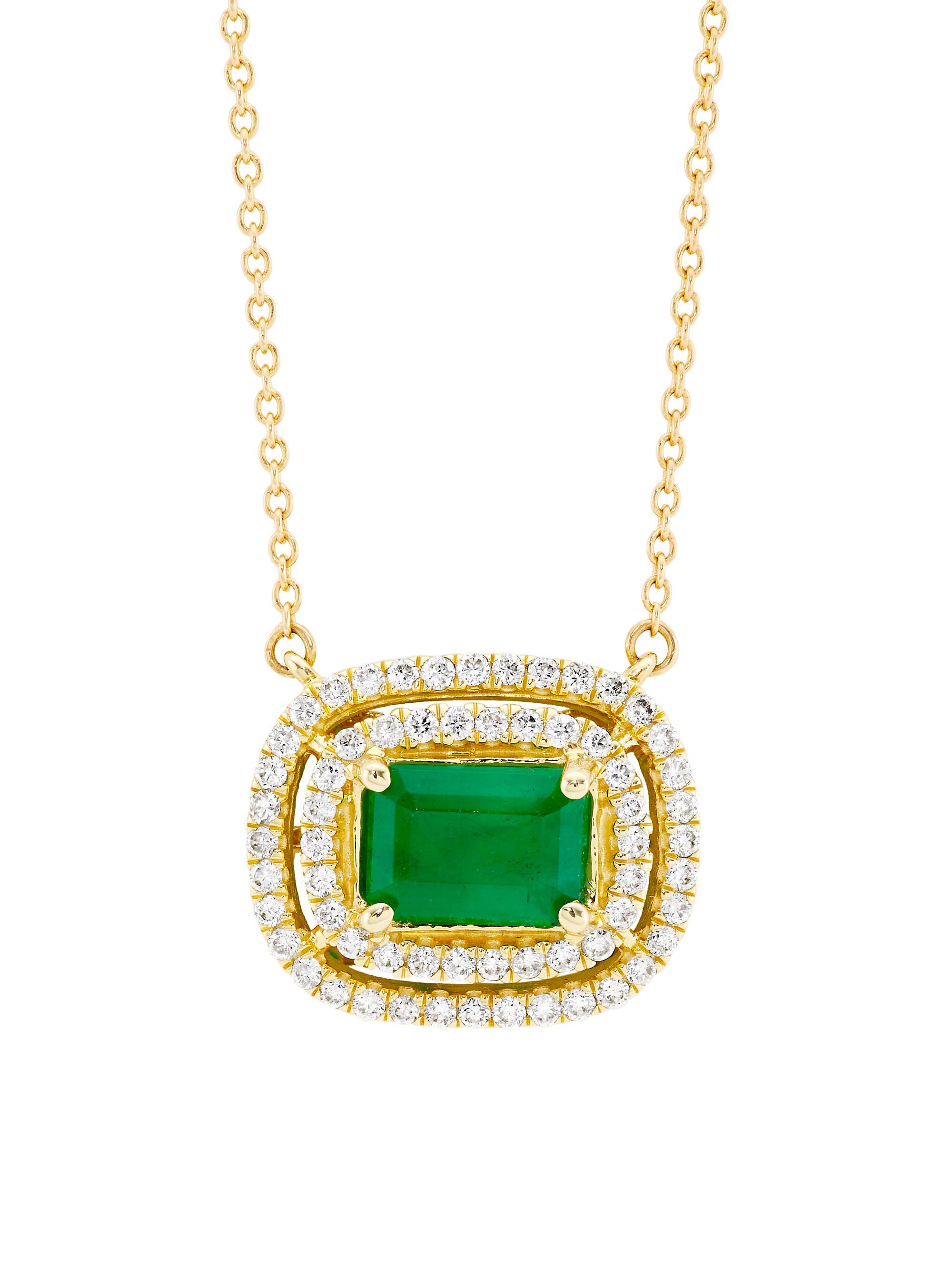 Saks Fifth Avenue Collection Women's 14K Yellow Gold, Emerald & 0.33 TCW Diamond Necklace - Emerald