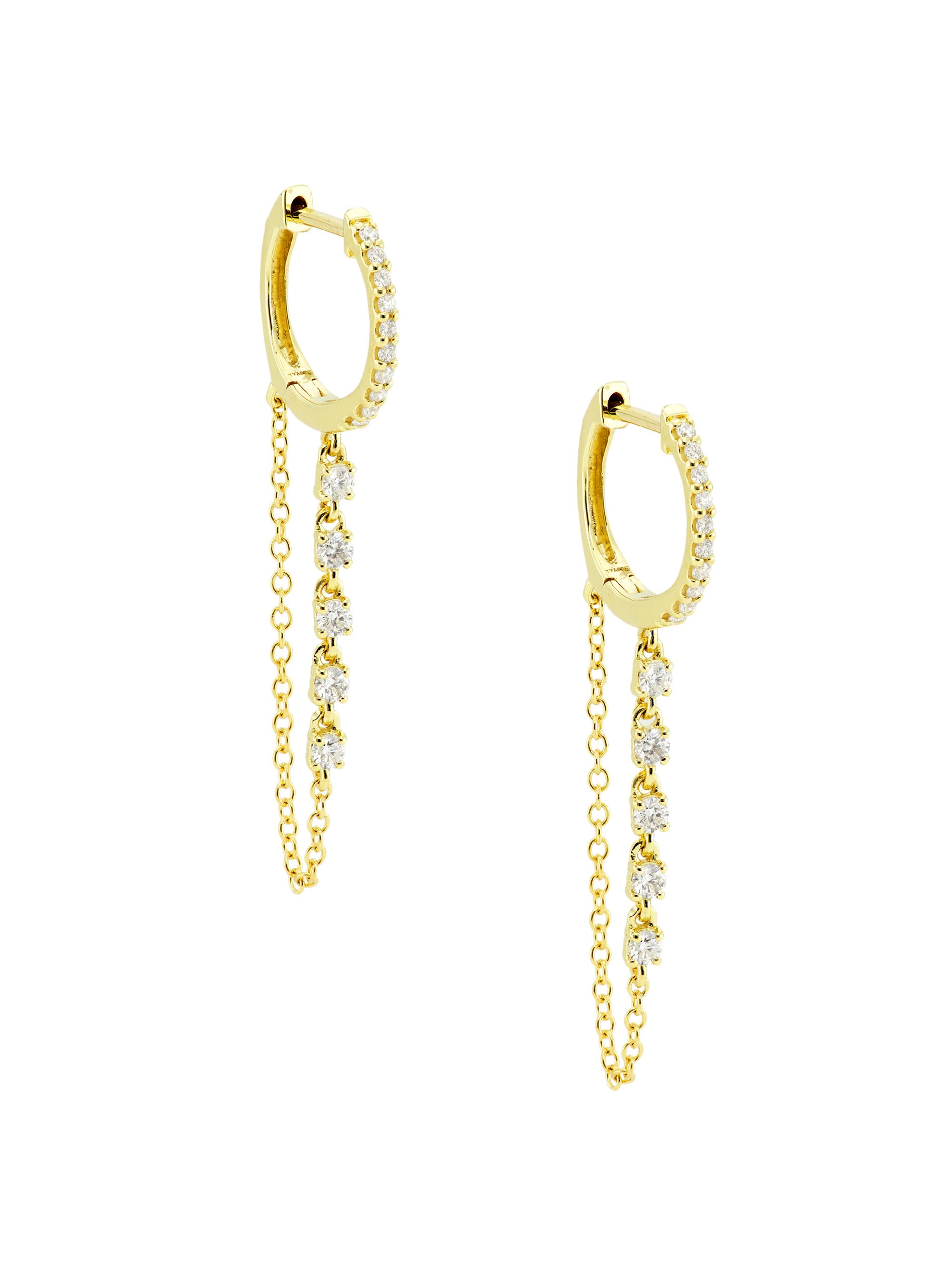 Saks Fifth Avenue Collection Women's 14K Yellow Gold & 0.4 TCW Diamond Chain Drop Earrings - Gold