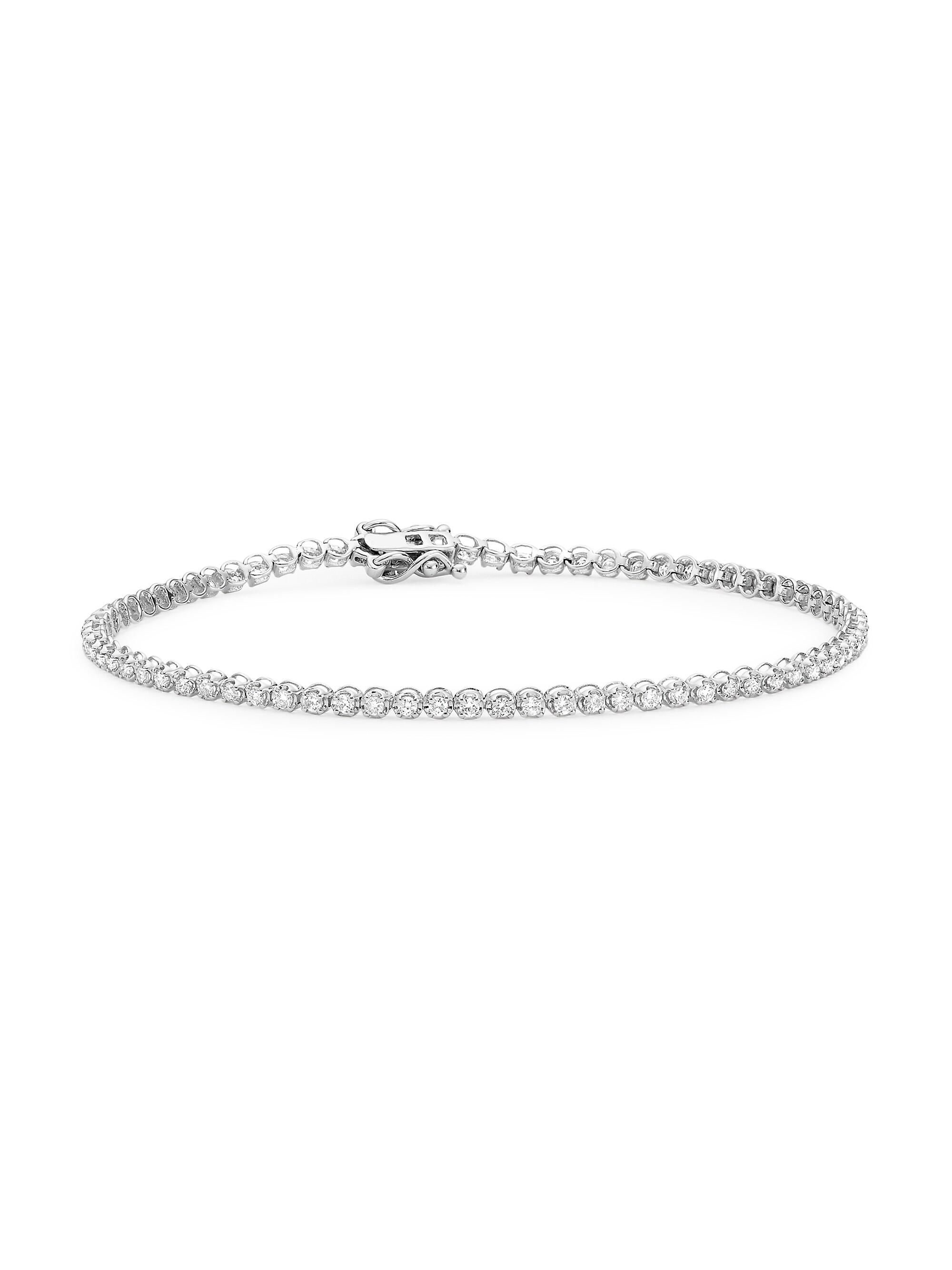 Saks Fifth Avenue Collection Women's 14K White Gold & 1 TCW Diamond Bracelet - Silver