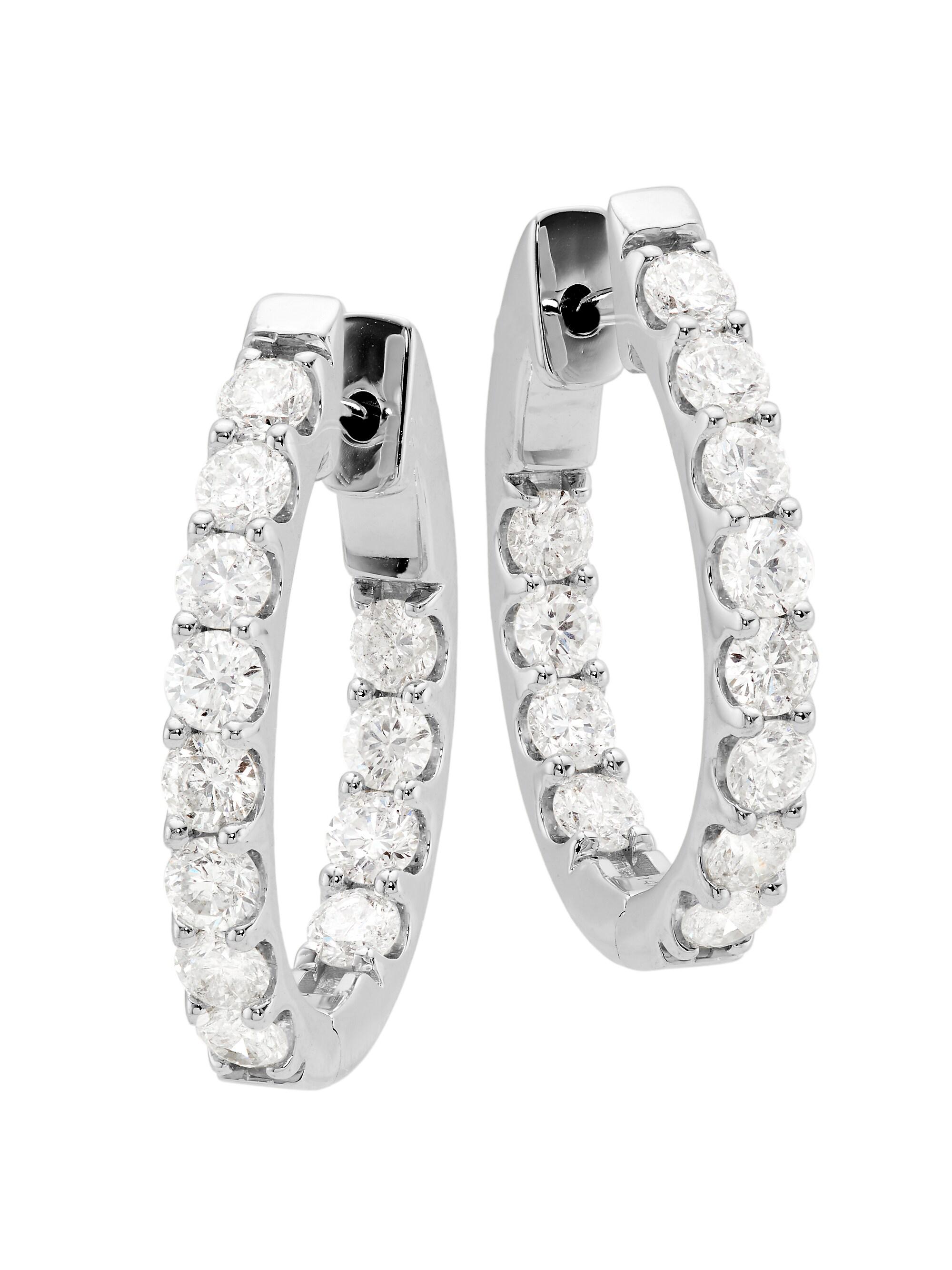 Saks Fifth Avenue Collection Women's 14K White Gold & 3 TCW Diamond Hoop Earrings - Silver