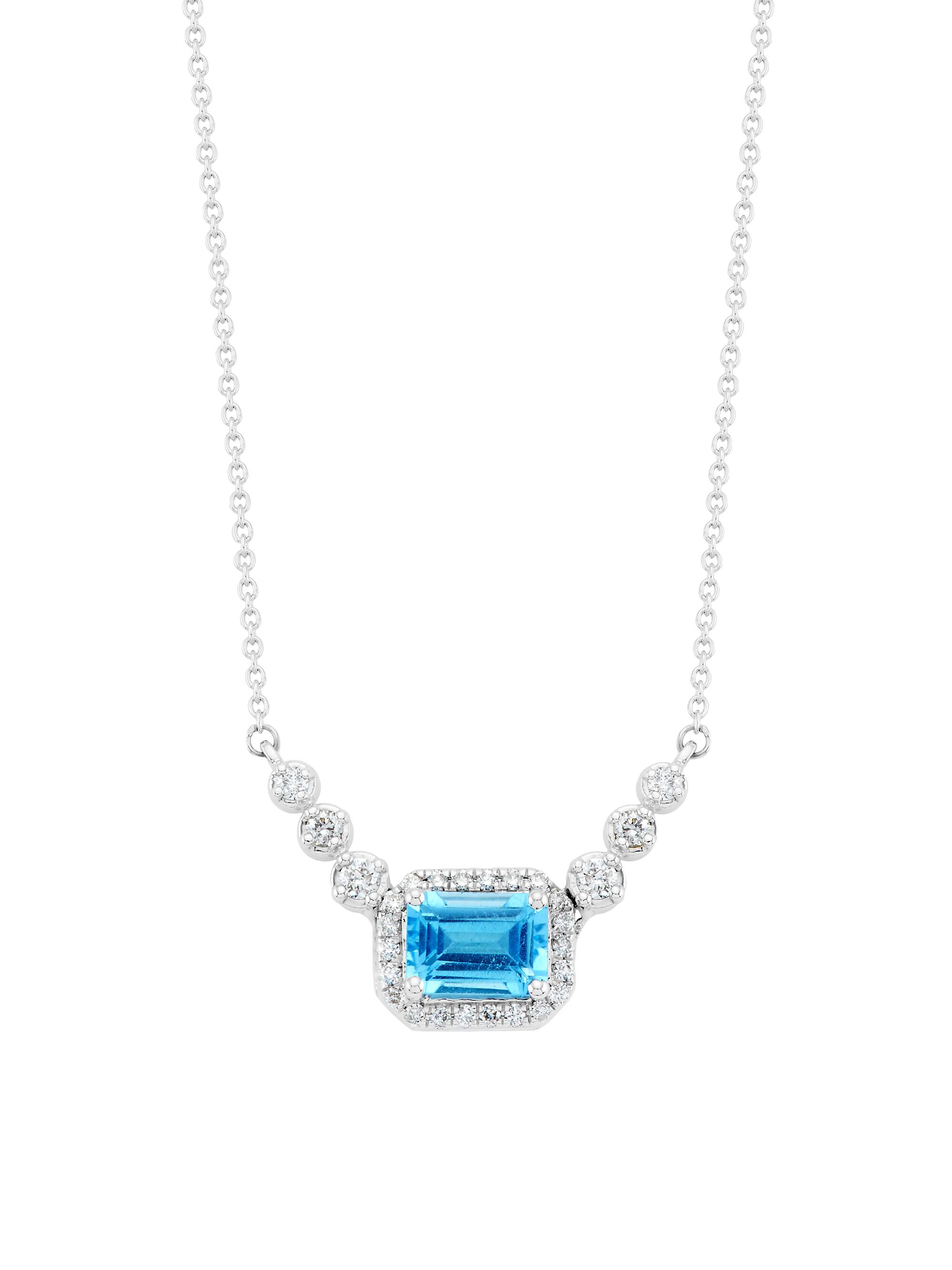 Saks Fifth Avenue Collection Women's 14K White Gold, Blue Topaz & 0.25 TCW Diamond Necklace - Blue Topaz