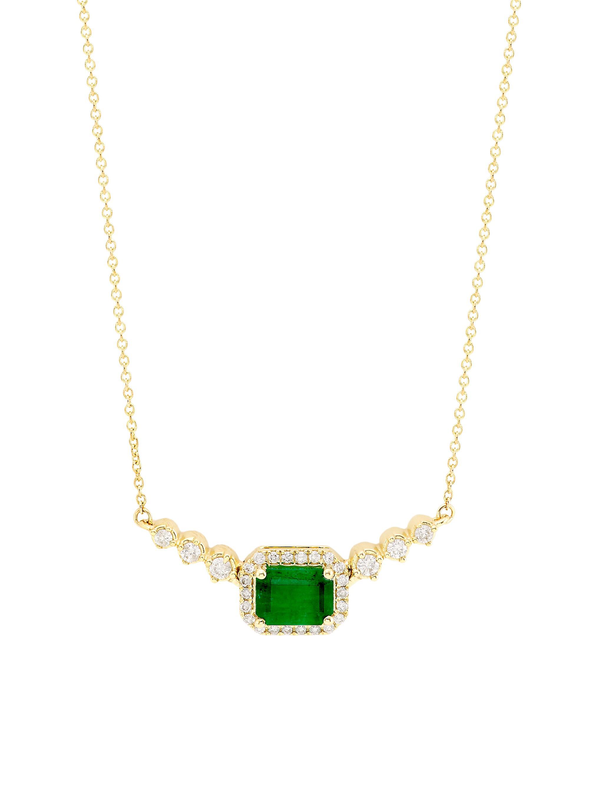 Saks Fifth Avenue Collection Women's 14K Yellow Gold, Emerald & 0.25 TCW Diamond Necklace - Emerald