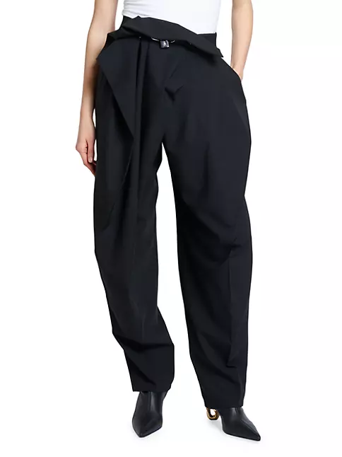 JW Anderson Women's Padlock Strap Fold Over Trousers - Black - Size 10 - Fall Sale