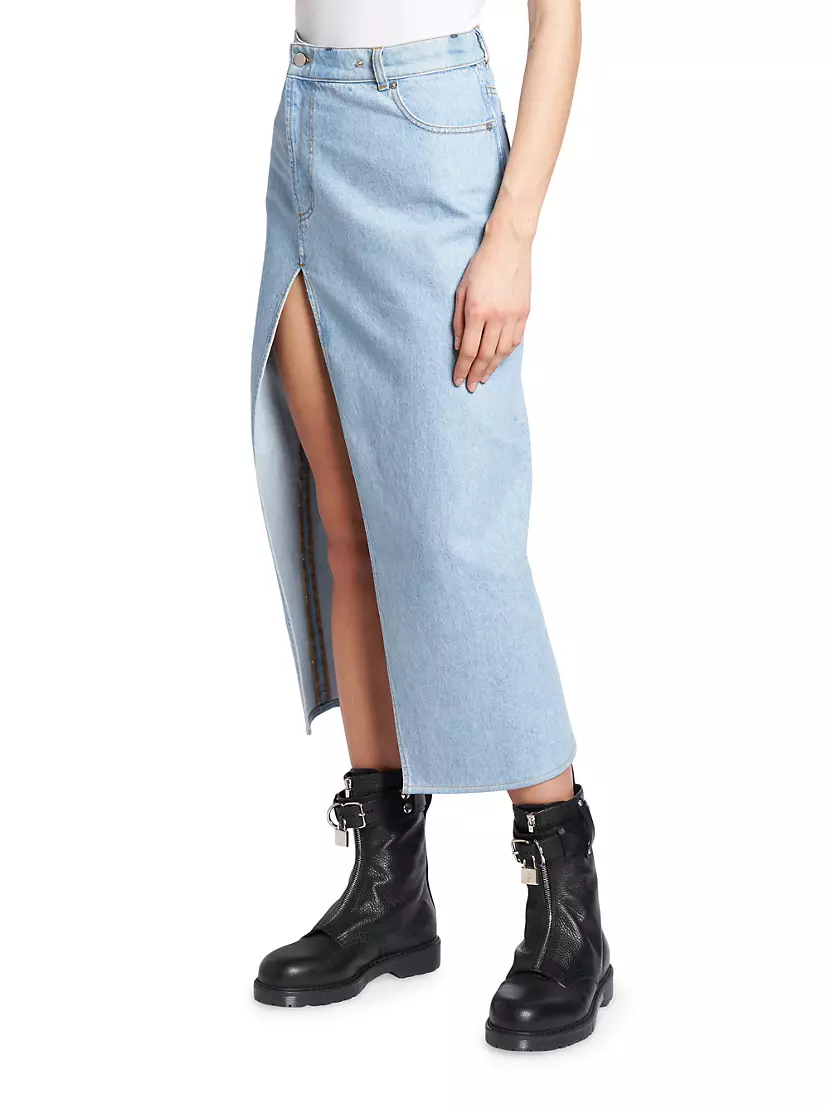 Padlock Strap Mini Denim Skirt