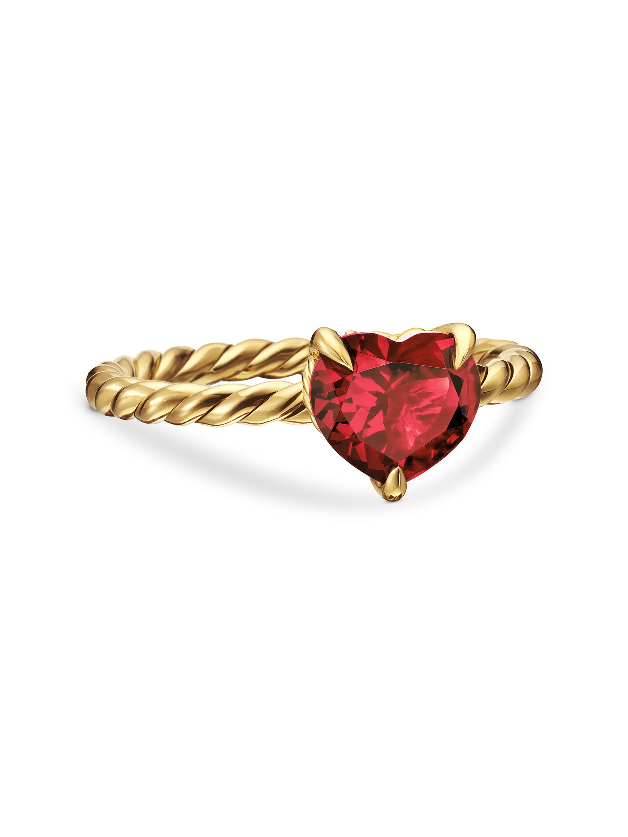 David Yurman Women's Chatelaine Heart Ring in 18K Yellow Gold - Garnet - Women's Jewelry And Watches