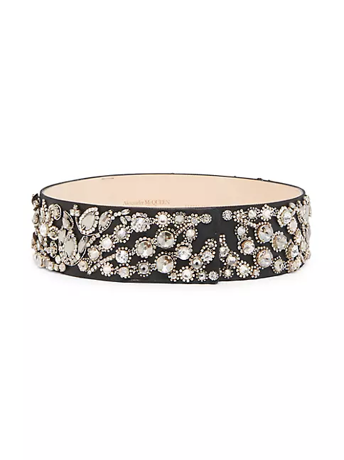 Shop Alexander McQueen Crystal Applique Leather Belt | Saks Fifth Avenue