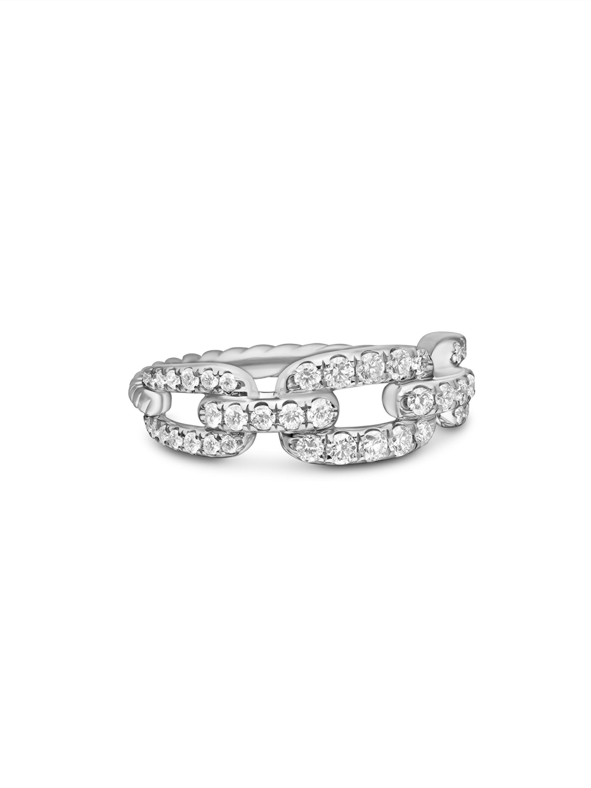 David Yurman Women's Stax Chain Link Ring in 1K White Gold - White Gold