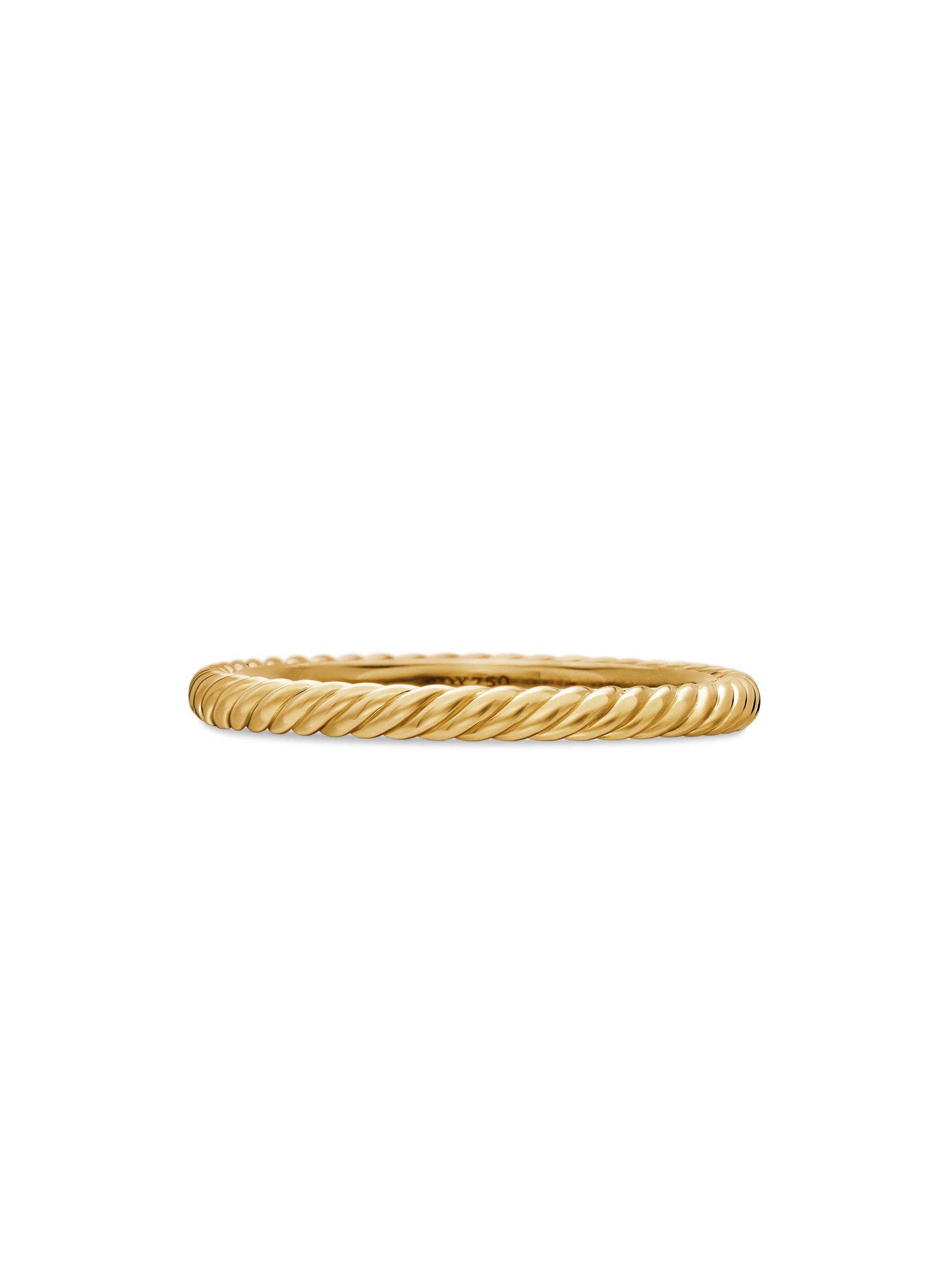 David Yurman Women's Cable Collectibles Stack Ring in 18K Yellow Gold, 2mm - Yellow Gold