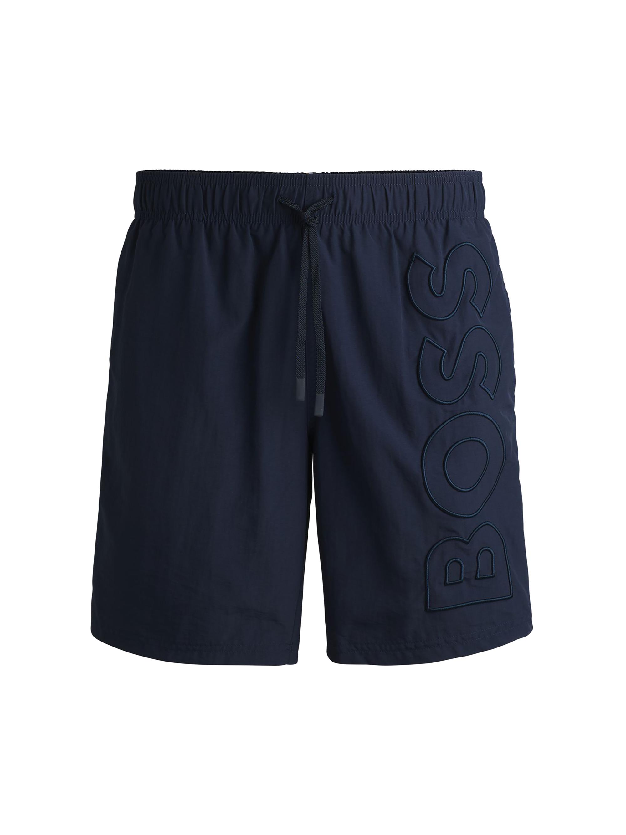 BOSS Men's Swim Shorts with Embroidered Logo - Blue