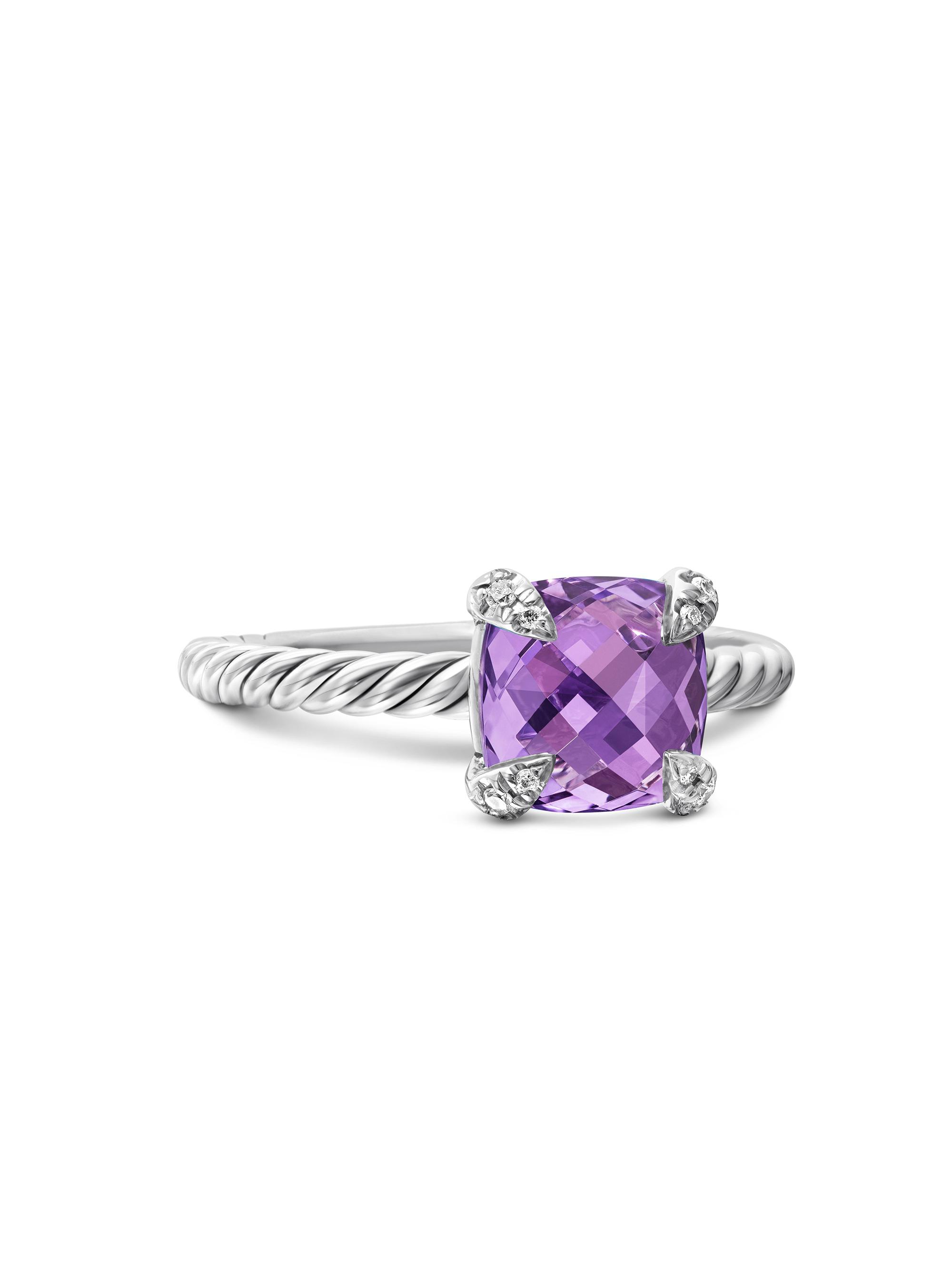David Yurman Women's Chatelaine Ring with Pavé Diamonds - Amethyst
