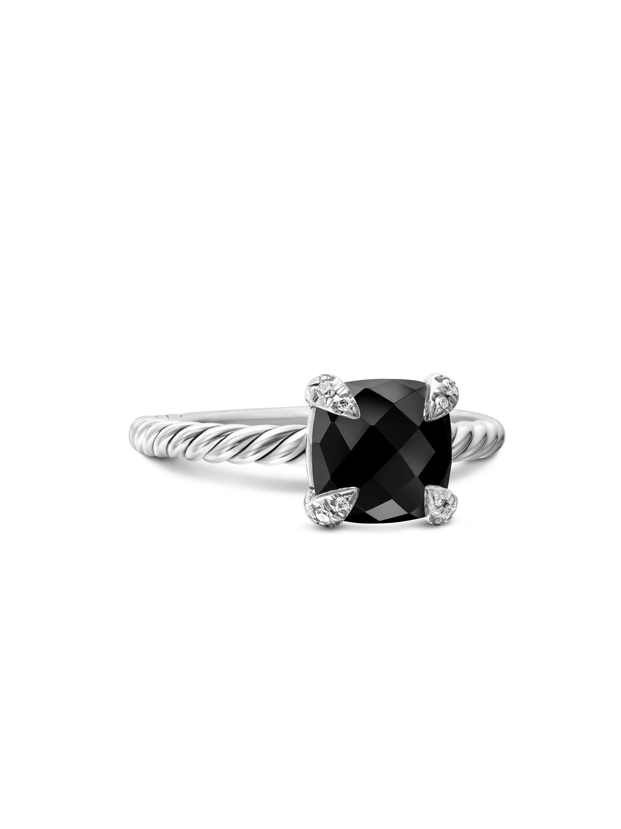 David Yurman Women's Chatelaine Ring with Pavé Diamonds - Black Onyx