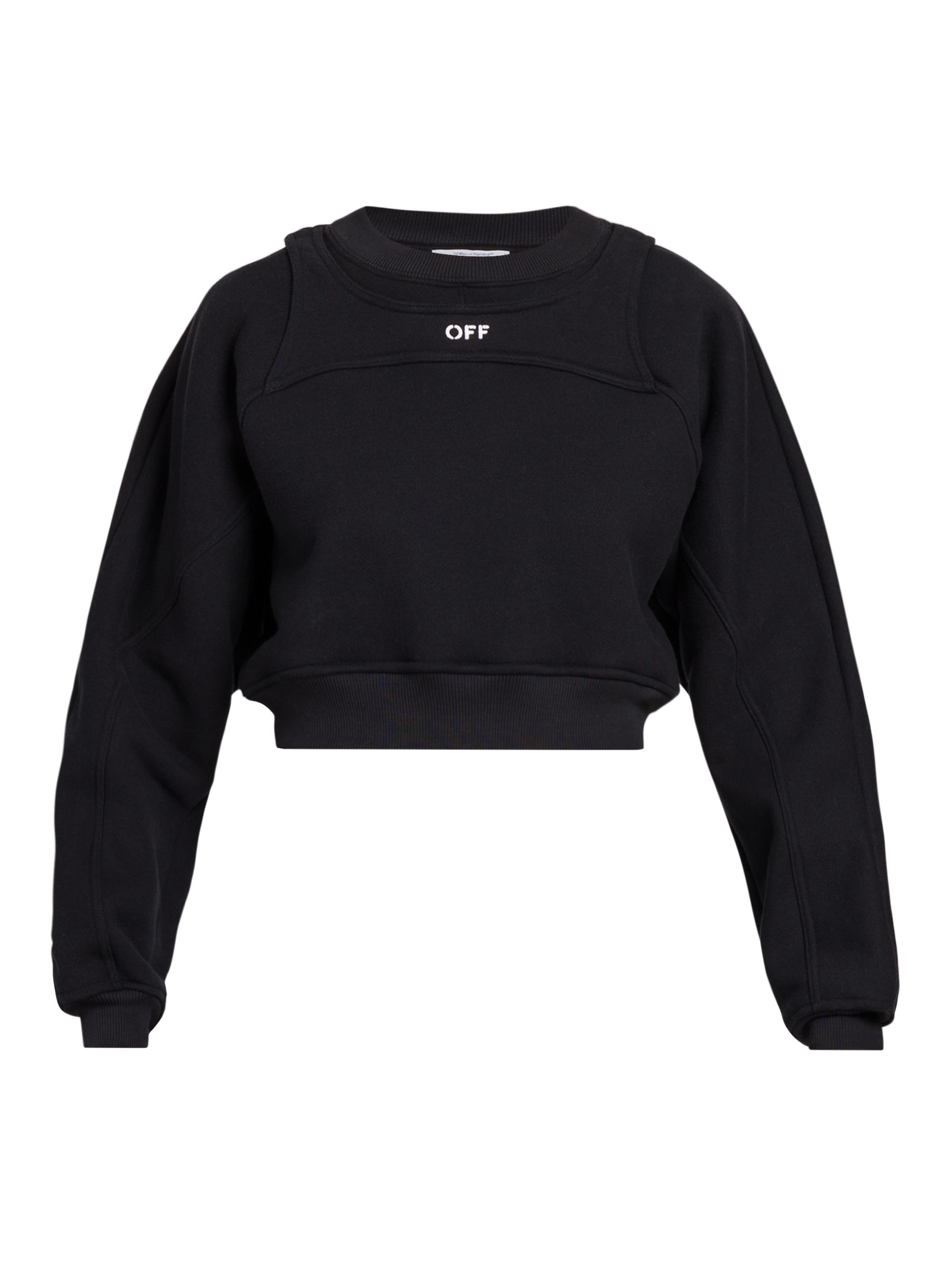Off-White Women's Cropped Layered Logo Sweatshirt - Black White