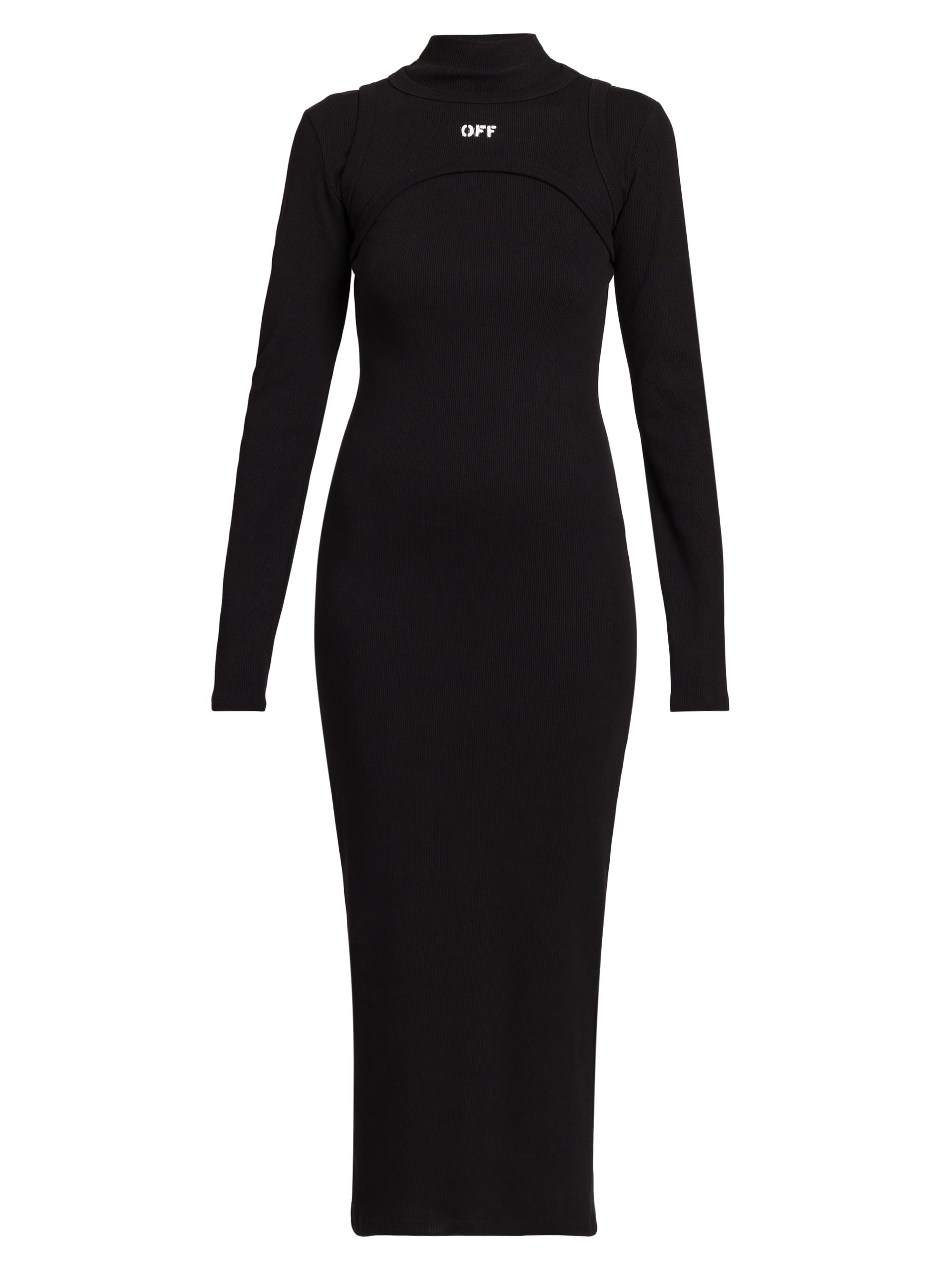Off-White Women's Stamped Logo Turtleneck Midi-Dress - Black White