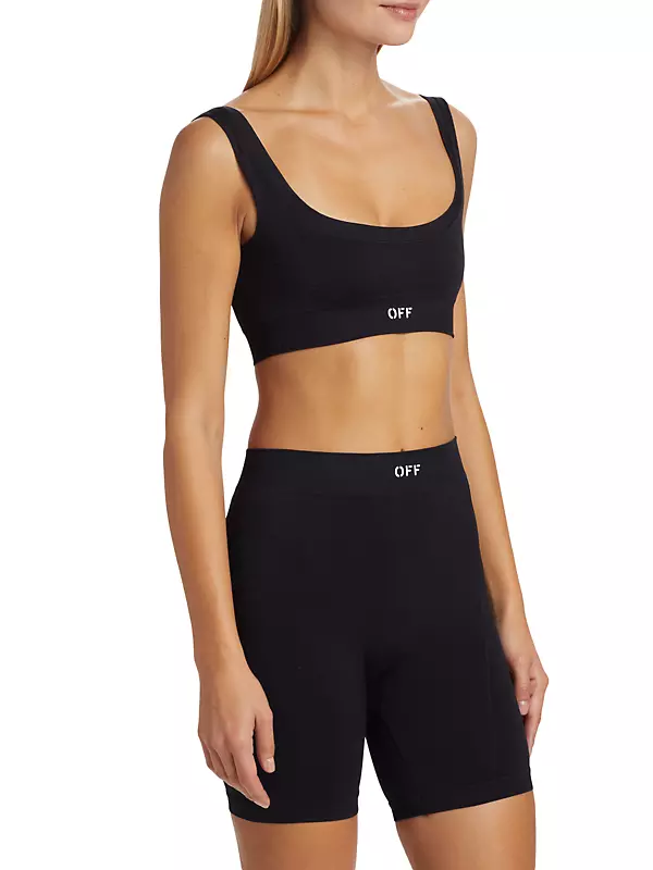 Celine - Black stretch knit logo - sports bra, crop top
