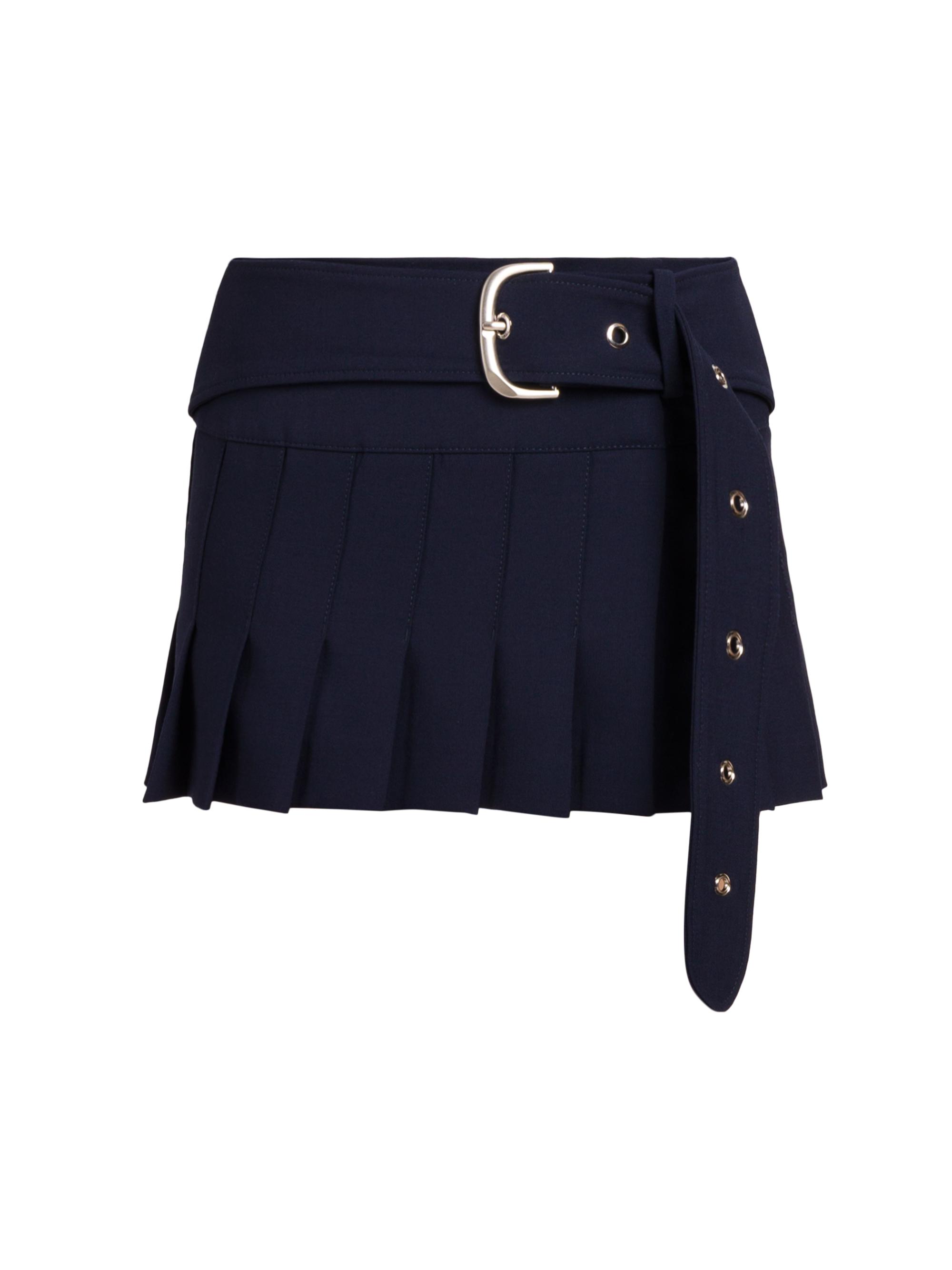 Off-White Women's Pleated Belted Miniskirt - Cobalt Blue