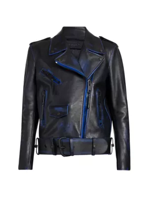 Shop Off-White Oversized Leather Biker Jacket | Saks Fifth Avenue