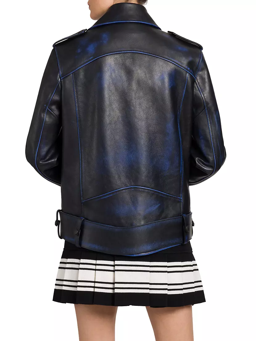 Shop Off-White Oversized Leather Biker Jacket | Saks Fifth Avenue