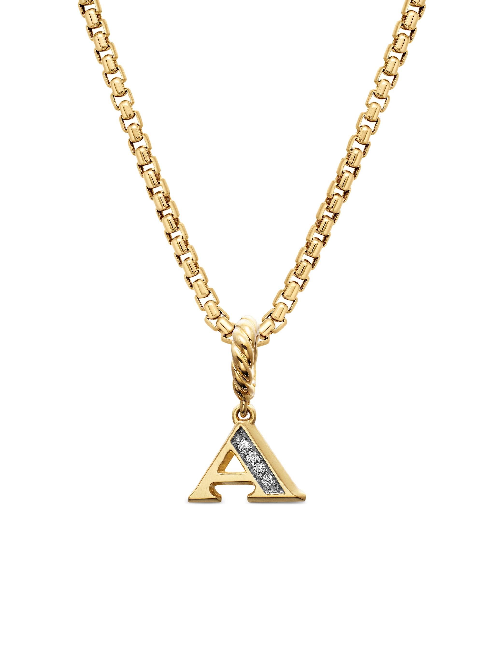 David Yurman Women's Pavé Initial Pendant in 18K Yellow Gold - Initial A