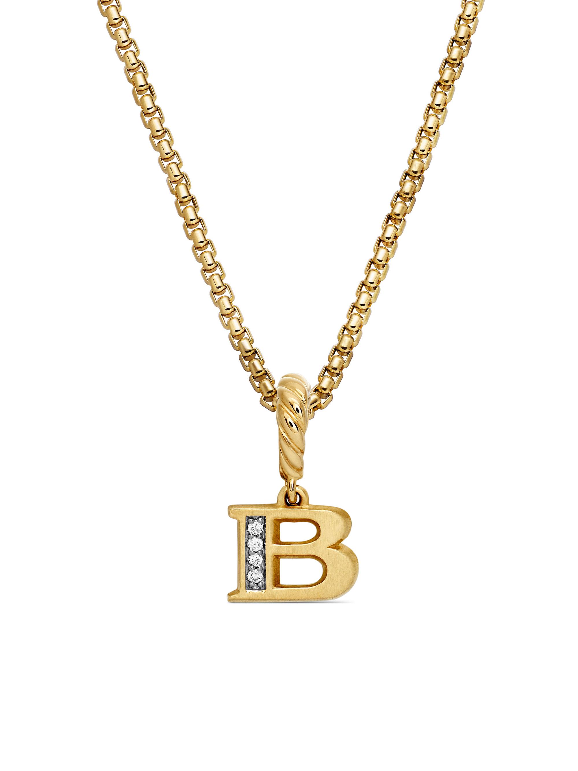 David Yurman Women's Pavé Initial Pendant in 18K Yellow Gold - Initial B