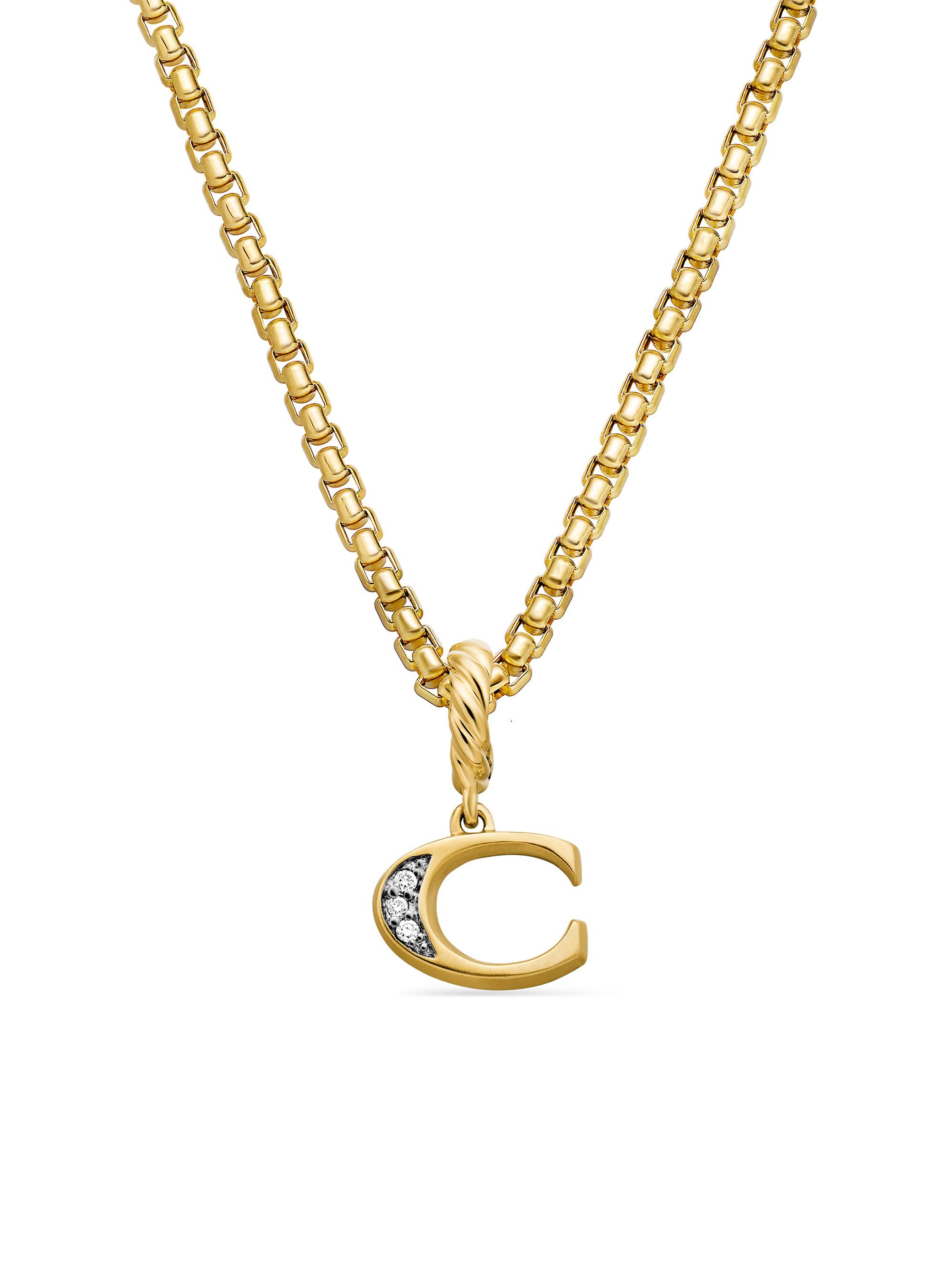 David Yurman Women's Pavé Initial Pendant in 18K Yellow Gold - Initial C
