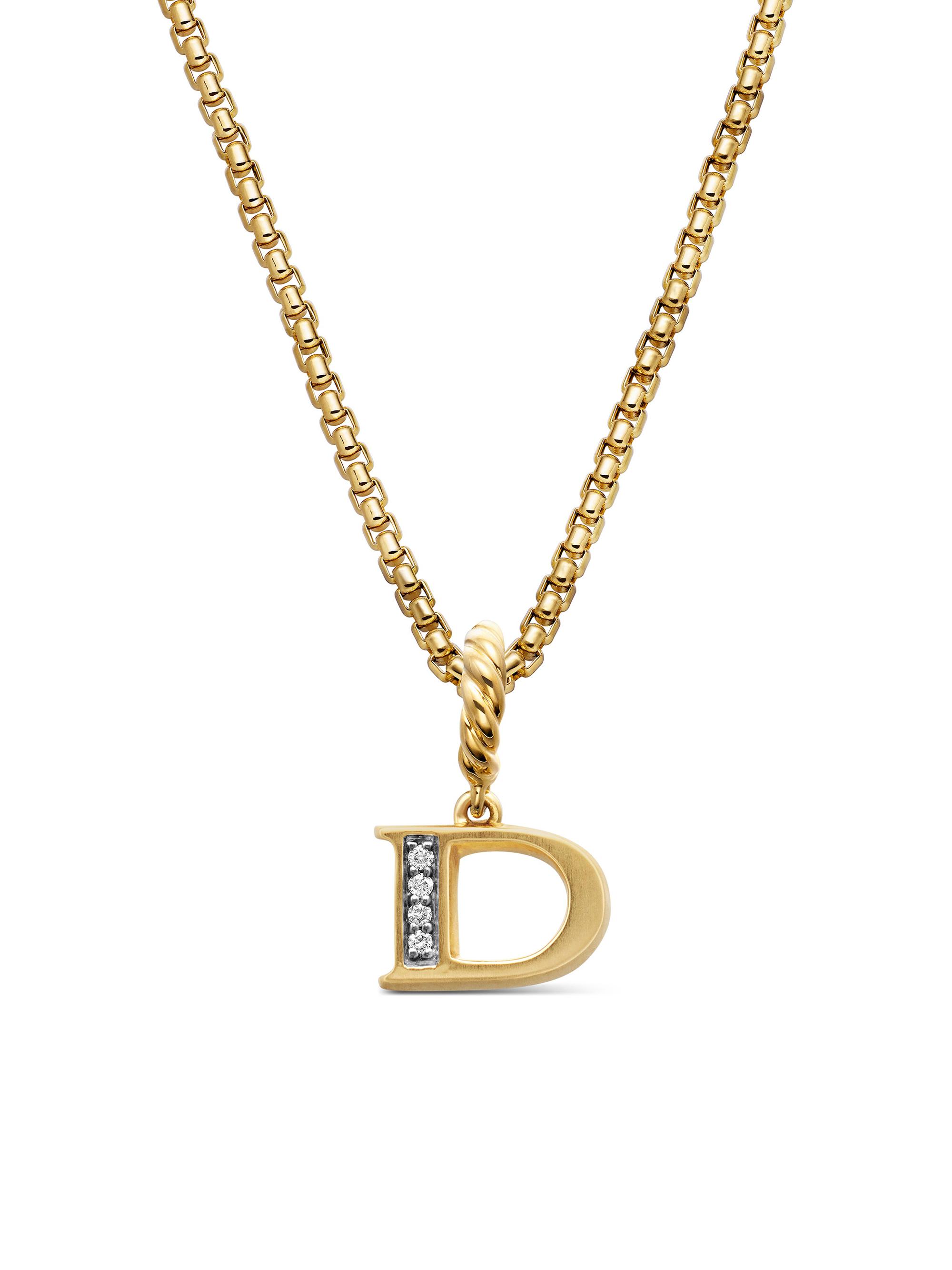David Yurman Women's Pavé Initial Pendant in 18K Yellow Gold - Initial D