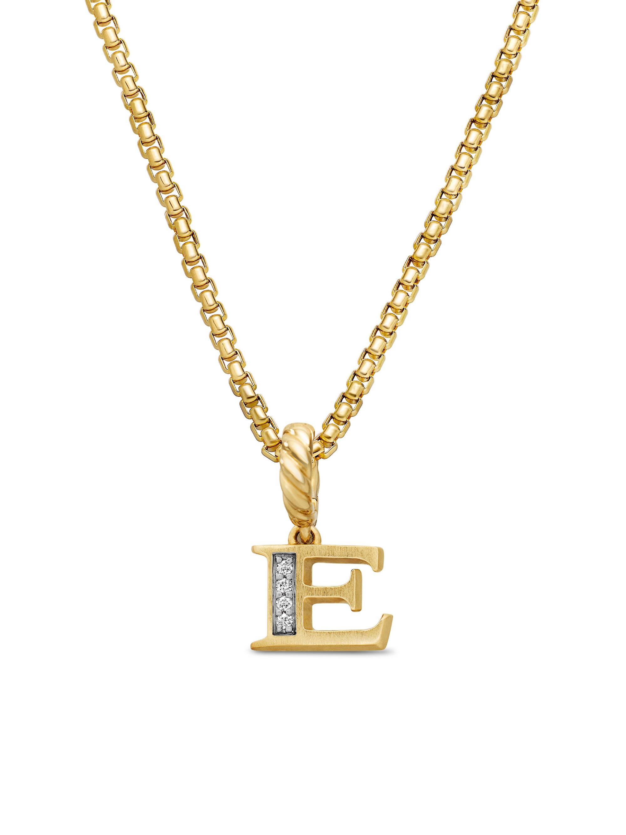 David Yurman Women's Pavé Initial Pendant in 18K Yellow Gold - Initial E