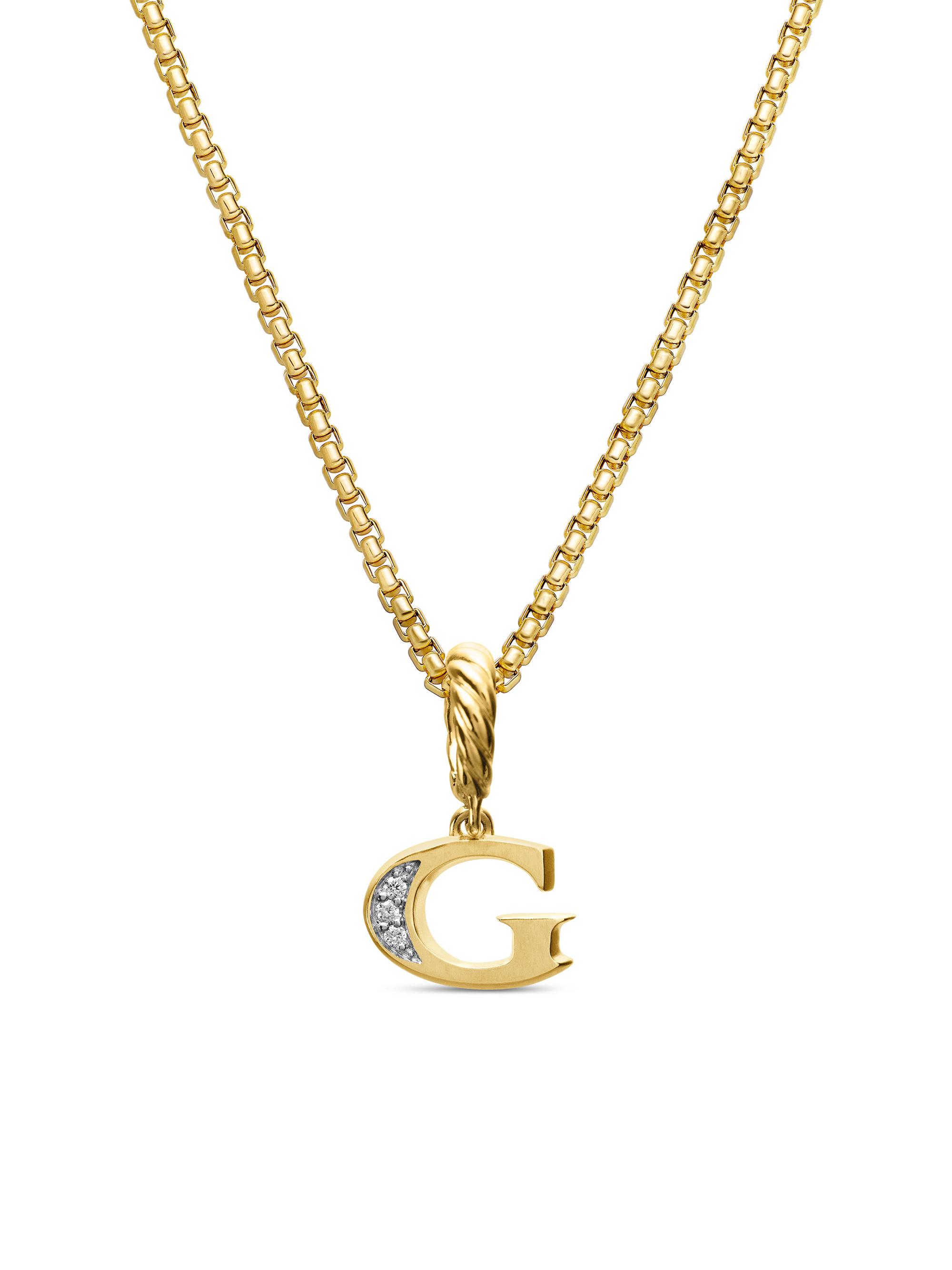 David Yurman Women's Pavé Initial Pendant in 18K Yellow Gold - Initial G