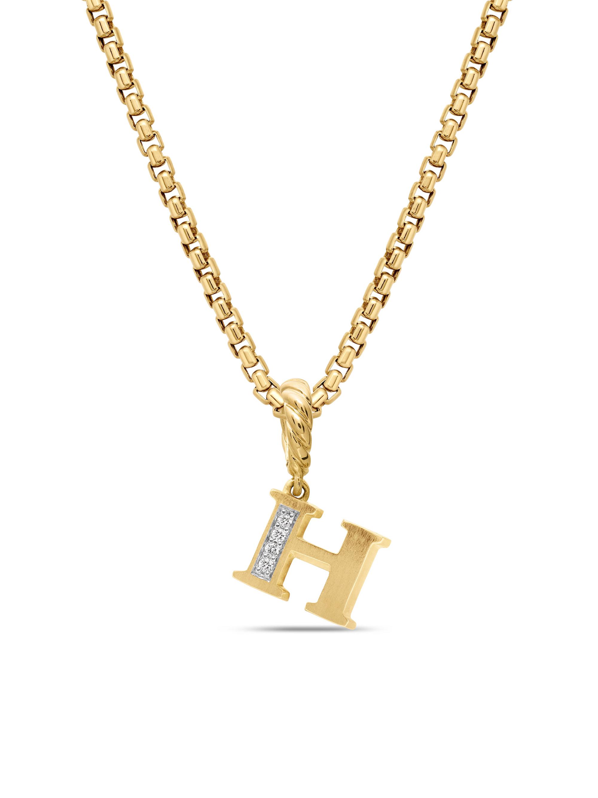 David Yurman Women's Pavé Initial Pendant in 18K Yellow Gold - Initial H