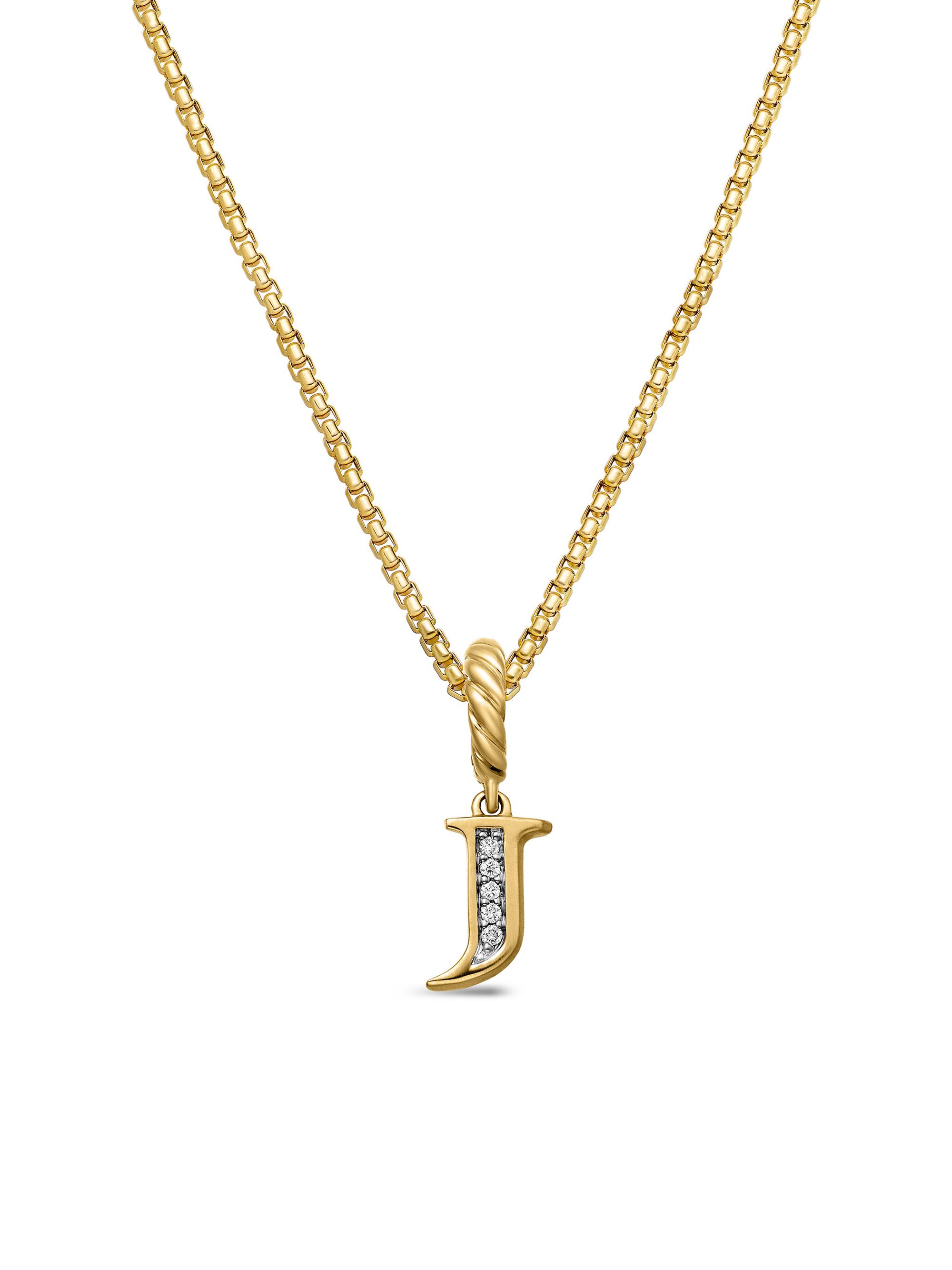 David Yurman Women's Pavé Initial Pendant in 18K Yellow Gold - Initial J