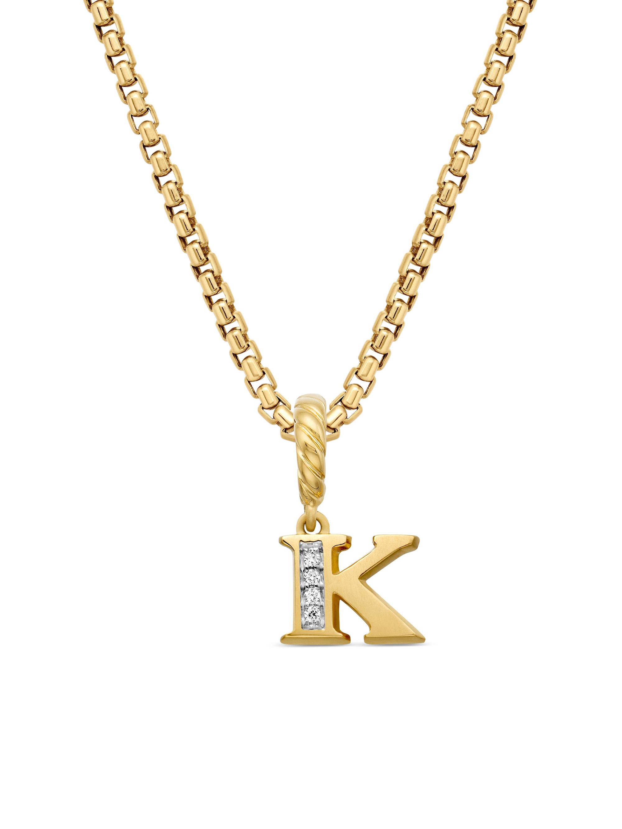David Yurman Women's Pavé Initial Pendant in 18K Yellow Gold - Initial K