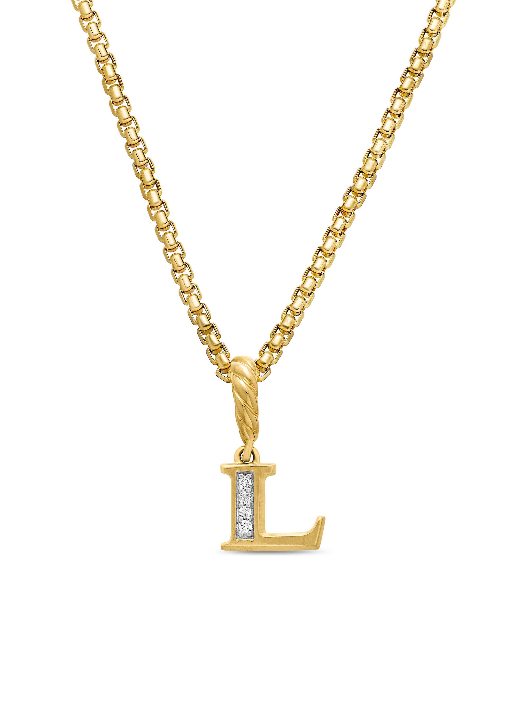 David Yurman Women's Pavé Initial Pendant in 18K Yellow Gold - Initial