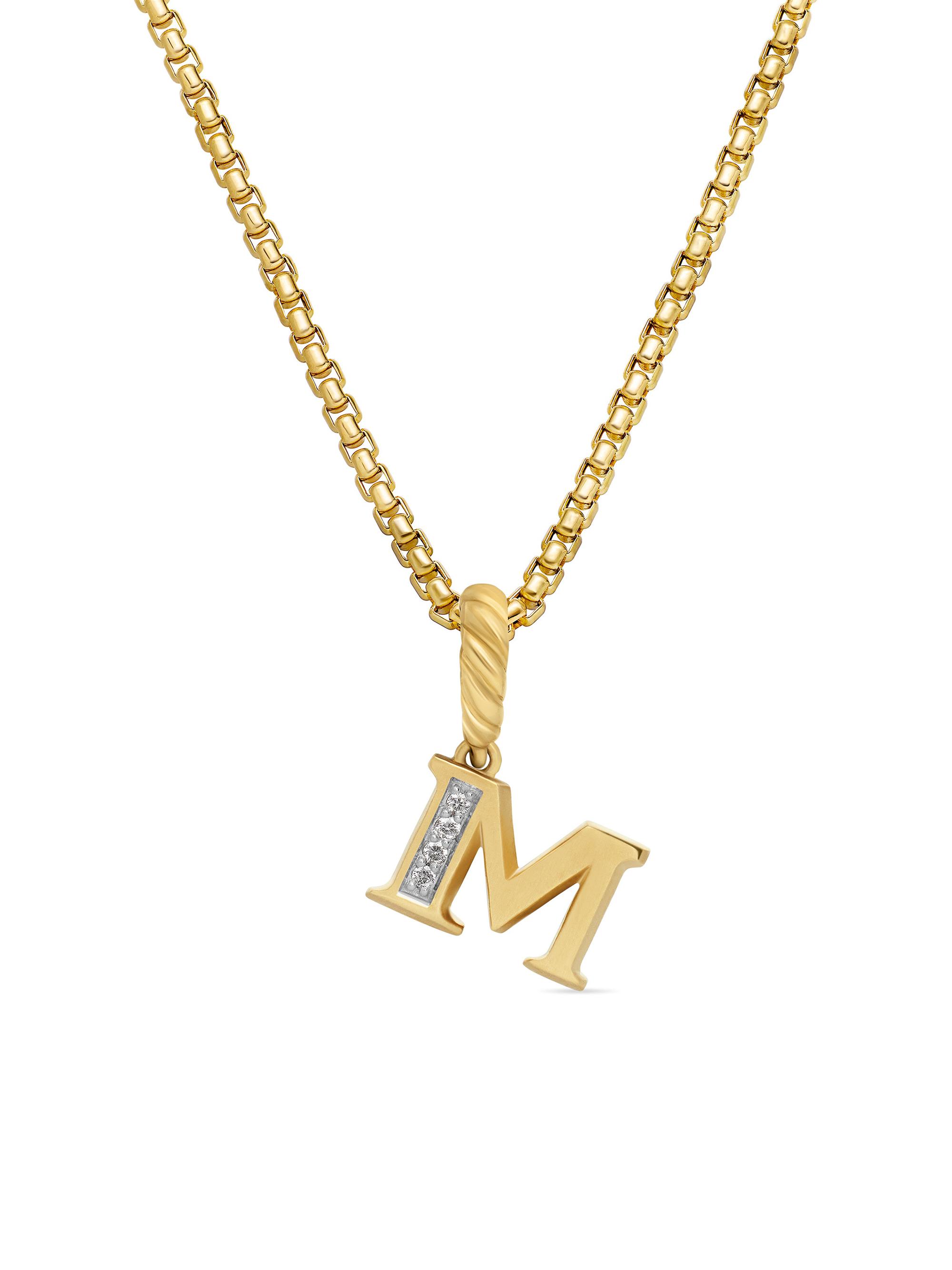 David Yurman Women's Pavé Initial Pendant in 18K Yellow Gold - Initial