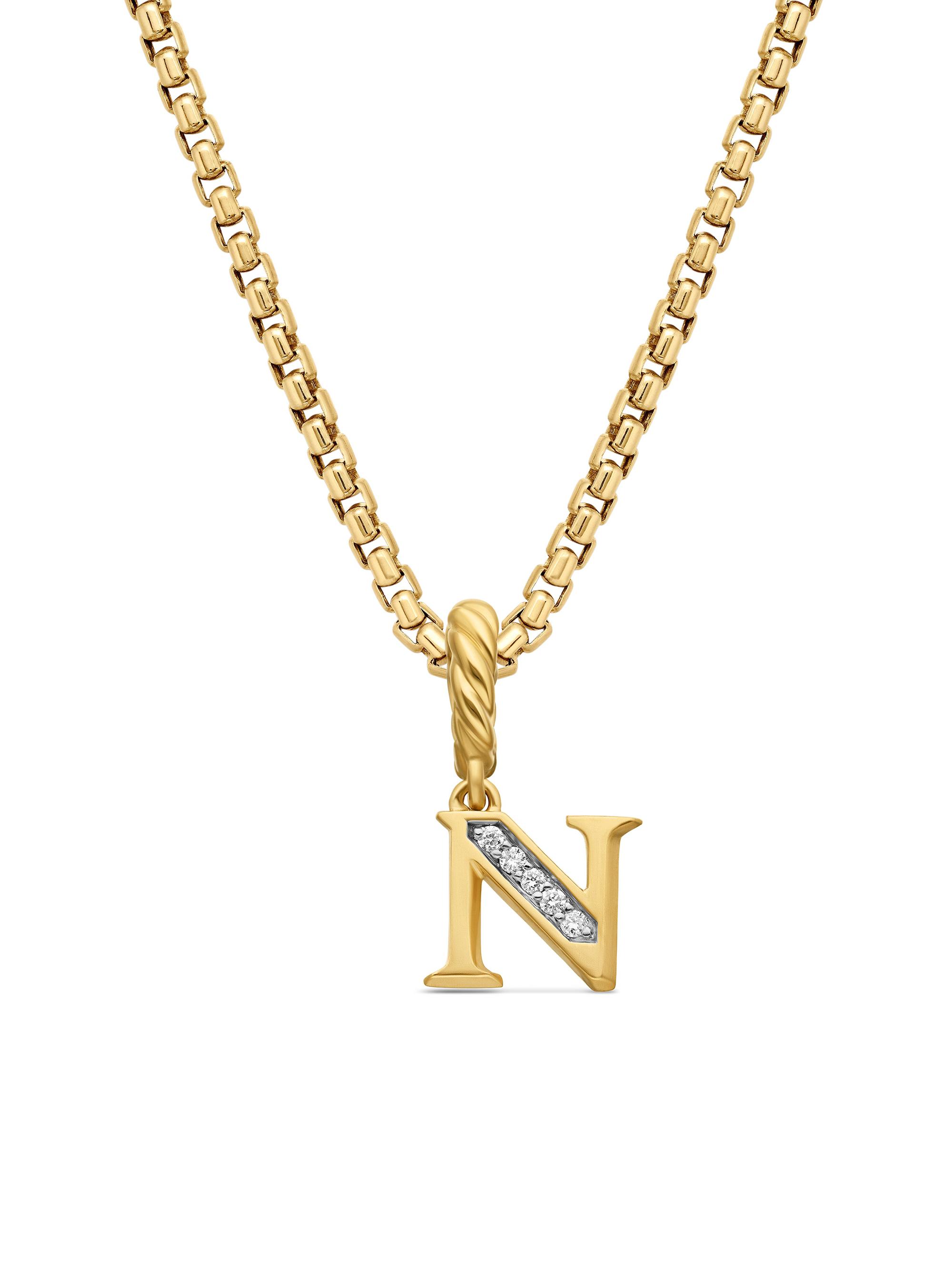David Yurman Women's Pavé Initial Pendant in 18K Yellow Gold - Initial N