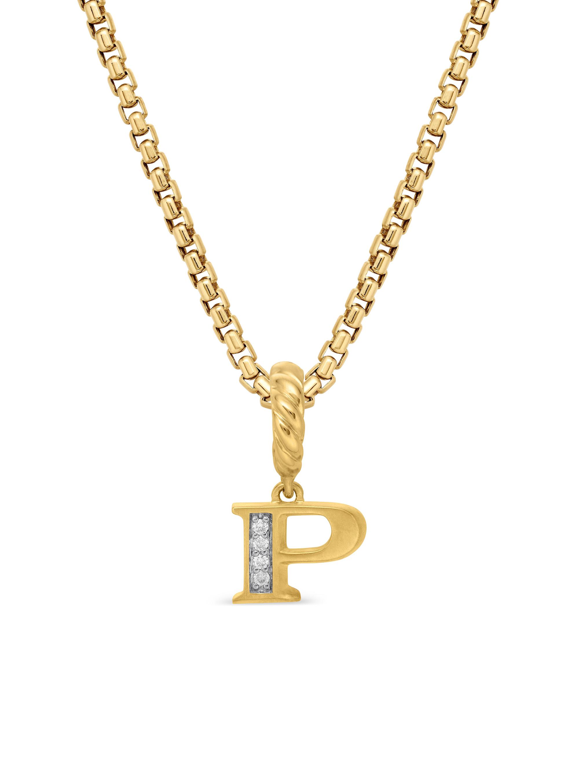David Yurman Women's Pavé Initial Pendant in 18K Yellow Gold - Initial P