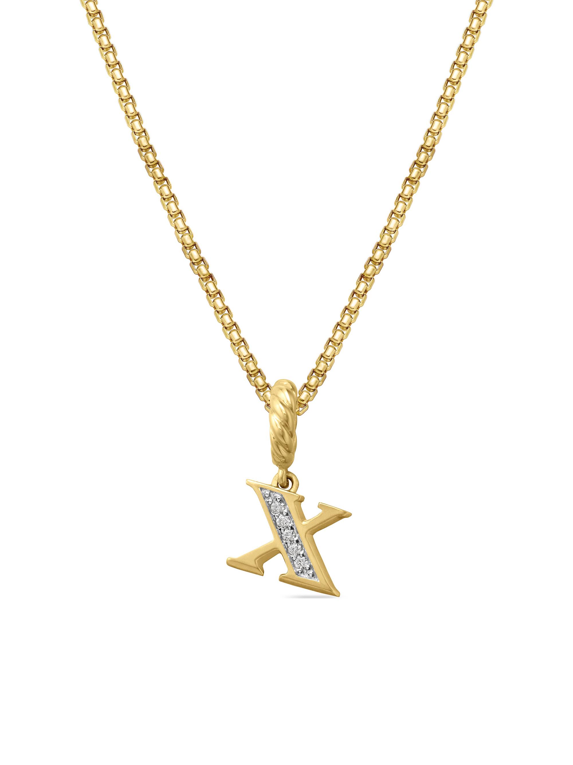 David Yurman Women's Pavé Initial Pendant in 18K Yellow Gold - Initial X