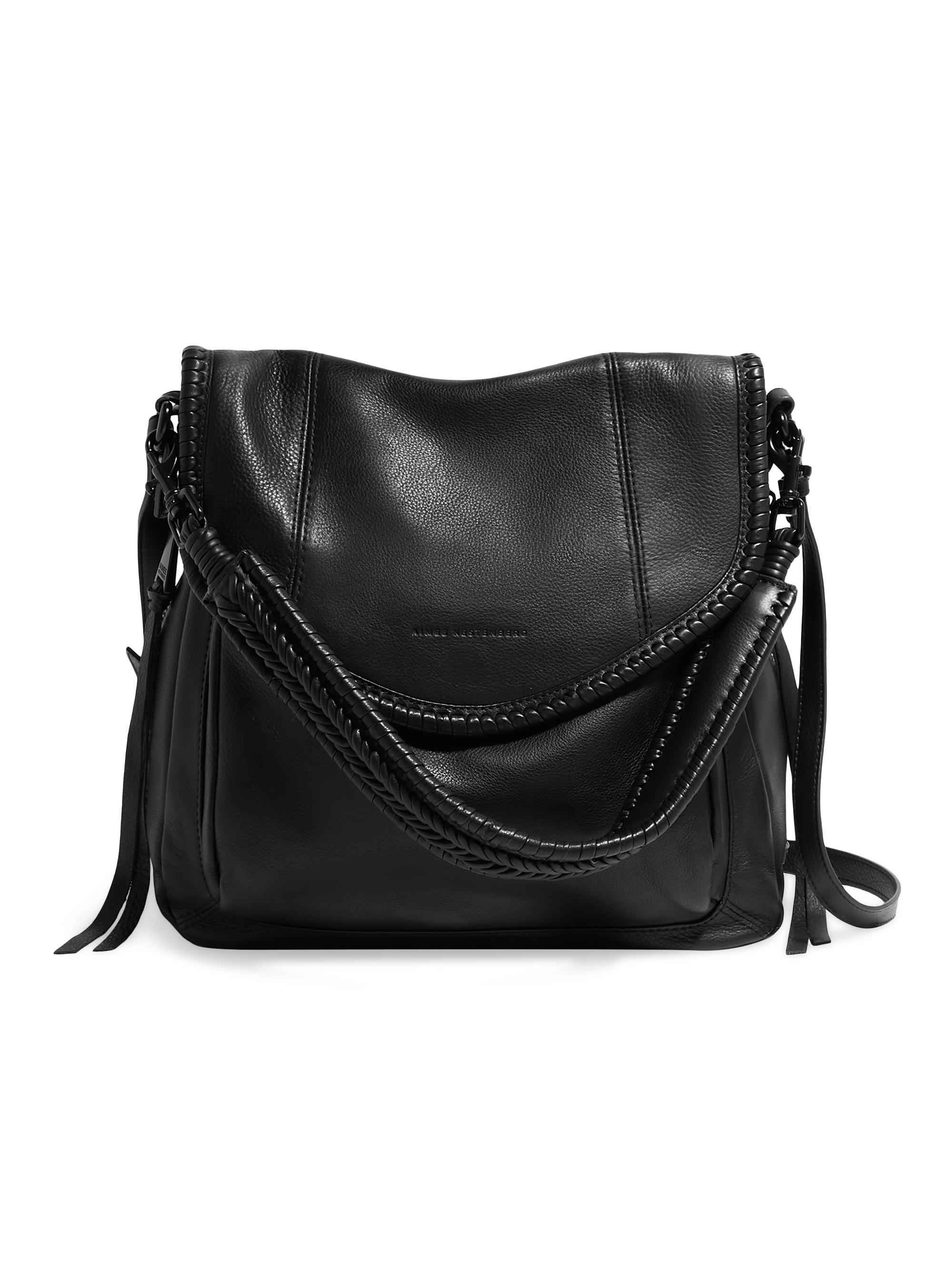 Aimee Kestenberg Women's All For Love Leather Convertible Shoulder Bag - Black With Shiny Black